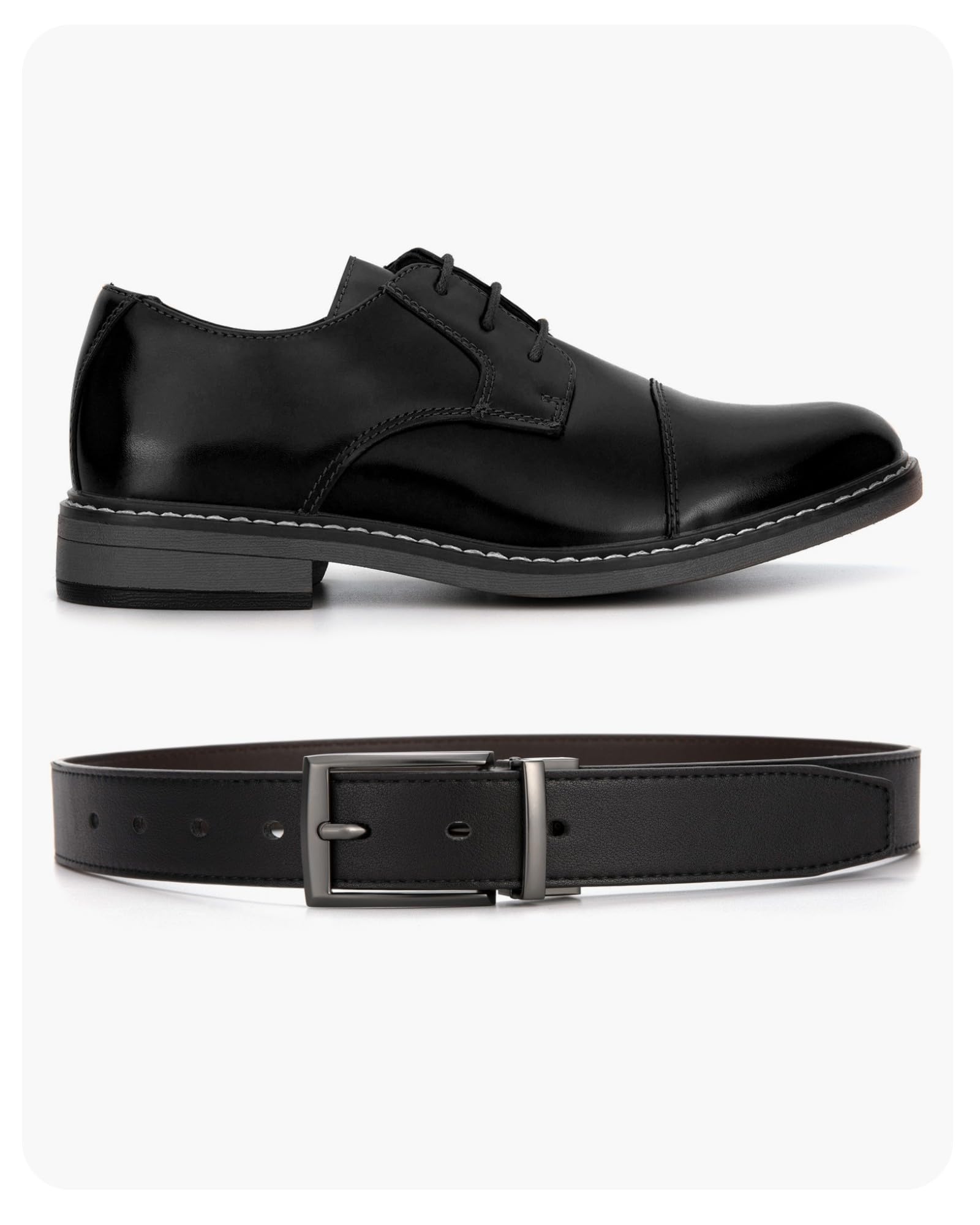 CHAOREN Boys Belt, Most Size Kids 1 1/4" Dress Reversible Belt for Youth - One Leather Belt Two Style