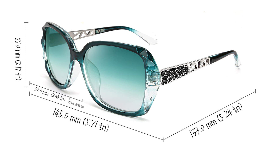 FEISEDY Polarized Women Square Sunglasses Sparkling Composite Shiny Frame B2289