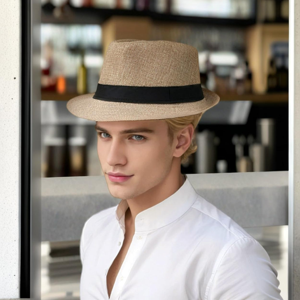 Giroir Fedora Hats for Men Women Short Brim Unisex Summer Beach Style 1920s Party Accessories