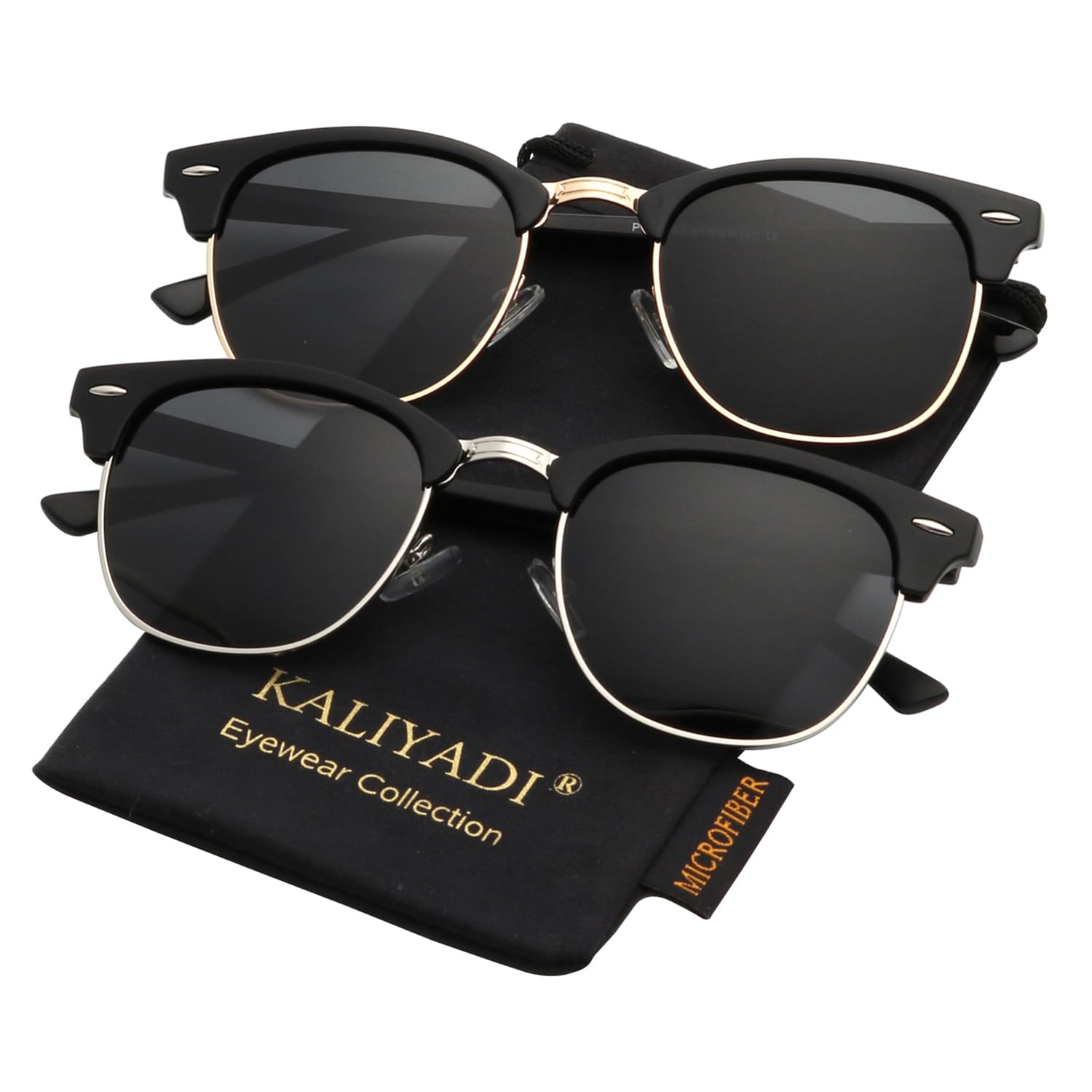 KALIYADI Polarized Sunglasses for Men and Women Semi-Rimless Frame Driving Sun glasses UV Blocking