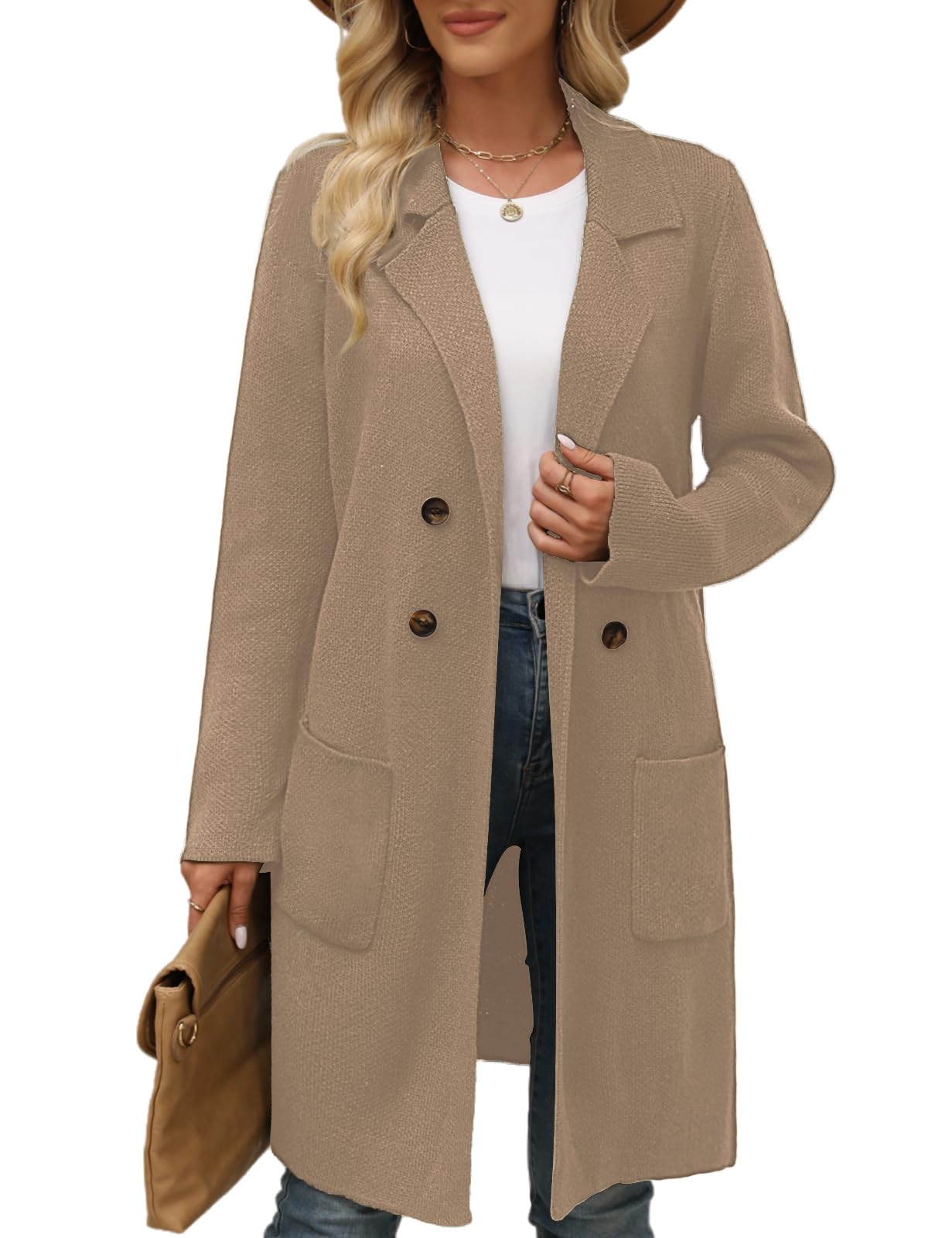 CiCiBird Women Fall Long Cardigan Sweater Trendy Knit Jacket Coat Dressy Blazer Coatigan