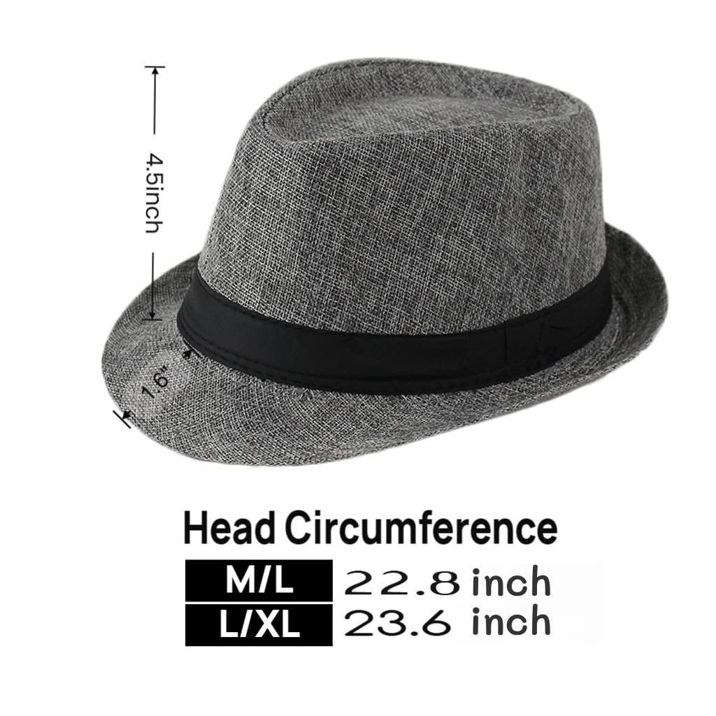 Unisex Classic 1920s Fedora Hat Short Brim Panama Trilby Hat Summer Beach Cap for Men Women
