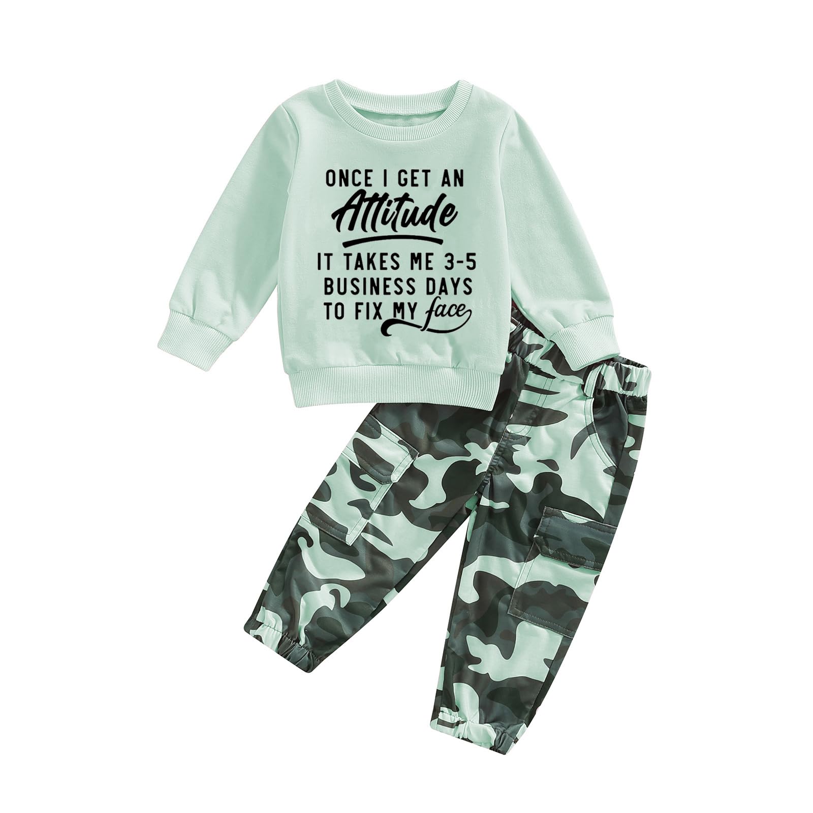 Fernvia Toddler Girls Clothes 2T 3T 4T 5T Fall Outfits Baby Pullover Sweatshirt & Camouflage Pants Set Kids Winter Sweatsuit