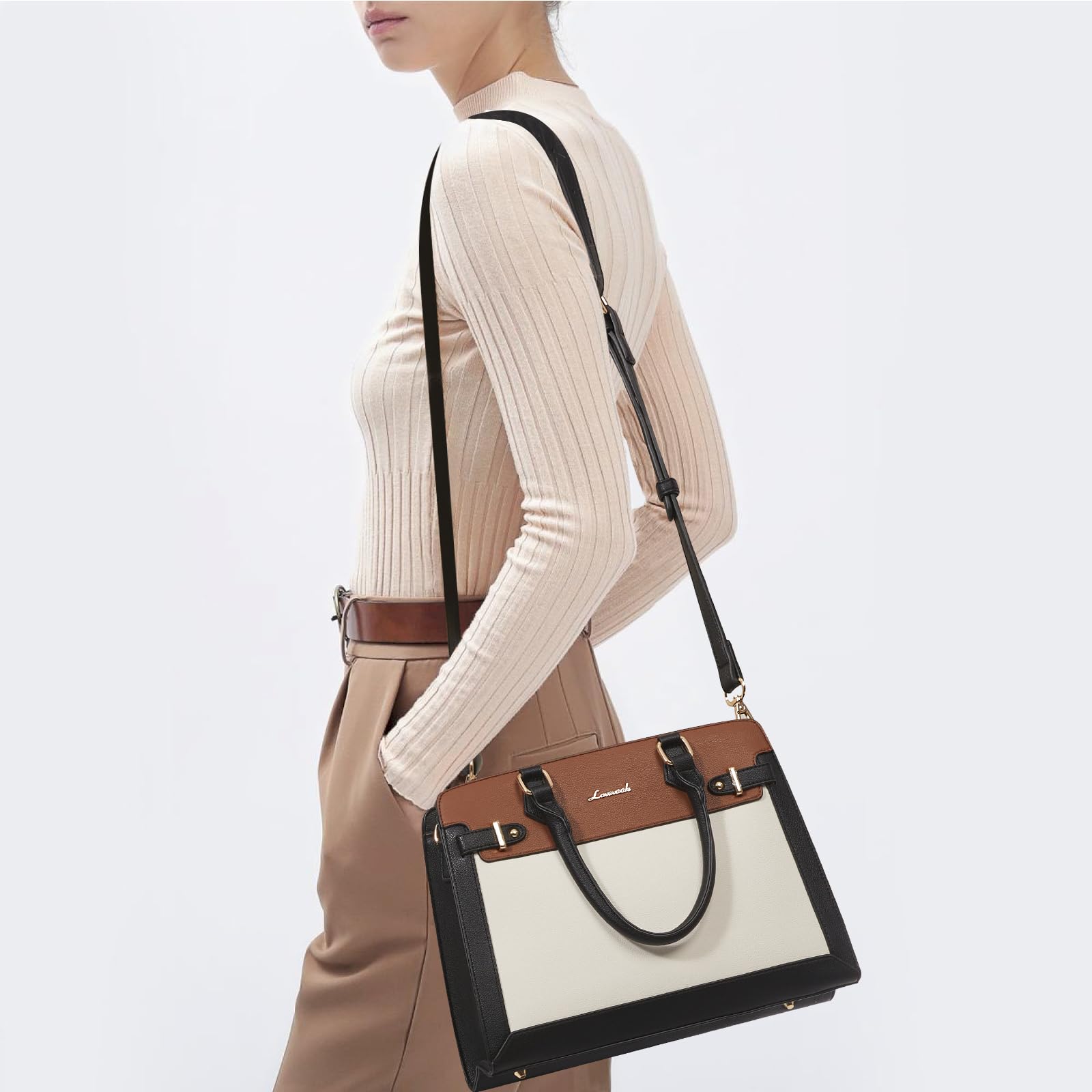 LOVEVOOK Purses and Handbags for Women, Tote Shoulder Bag Satchel Black Purse and PU Leather Top Handle for ladies