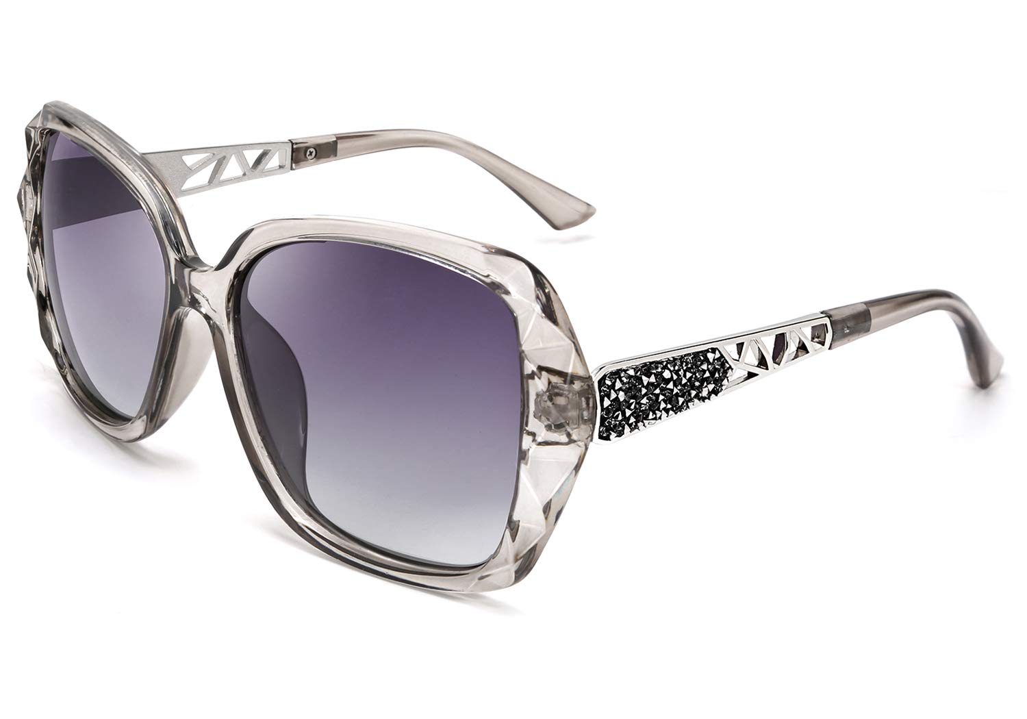 FEISEDY Polarized Women Square Sunglasses Sparkling Composite Shiny Frame B2289