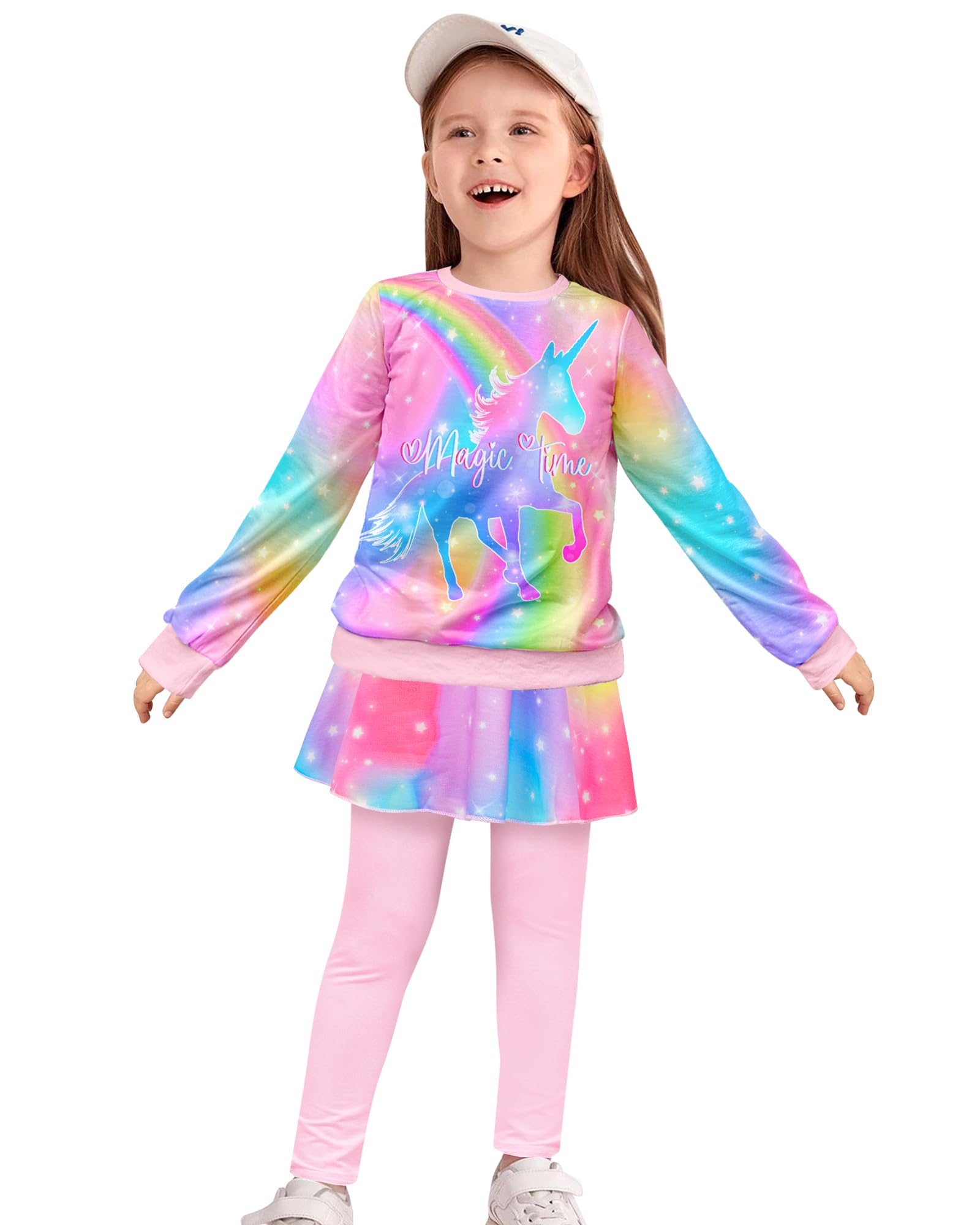 Toddler Kid Girl Clothing Set Outfit Long Sleeve Top, Unicorn Print Pantskirts Fall Winter Outfit Set