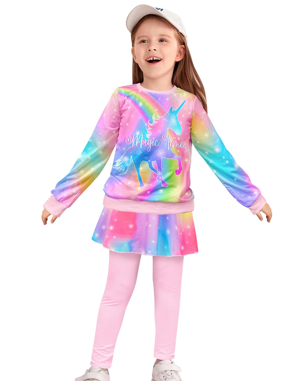 Toddler Kid Girl Clothing Set Outfit Long Sleeve Top, Unicorn Print Pantskirts Fall Winter Outfit Set