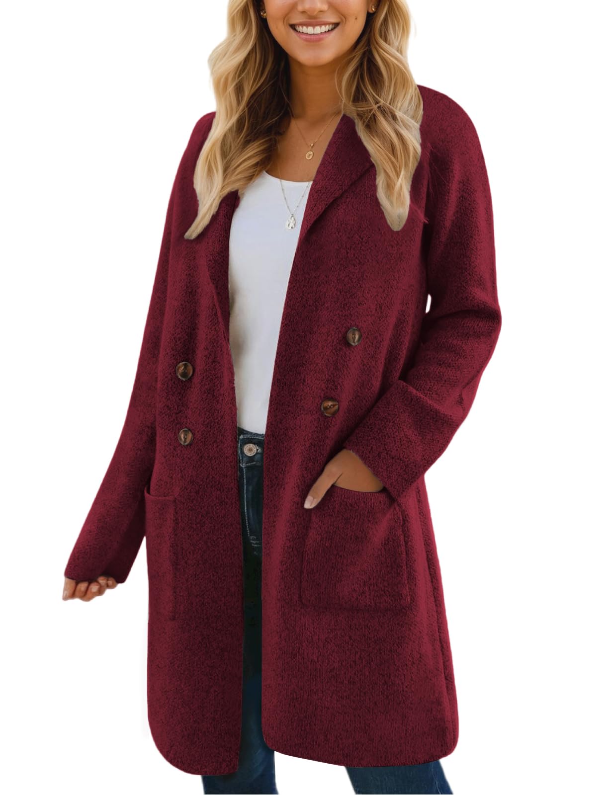 CiCiBird Women Fall Long Cardigan Sweater Trendy Knit Jacket Coat Dressy Blazer Coatigan