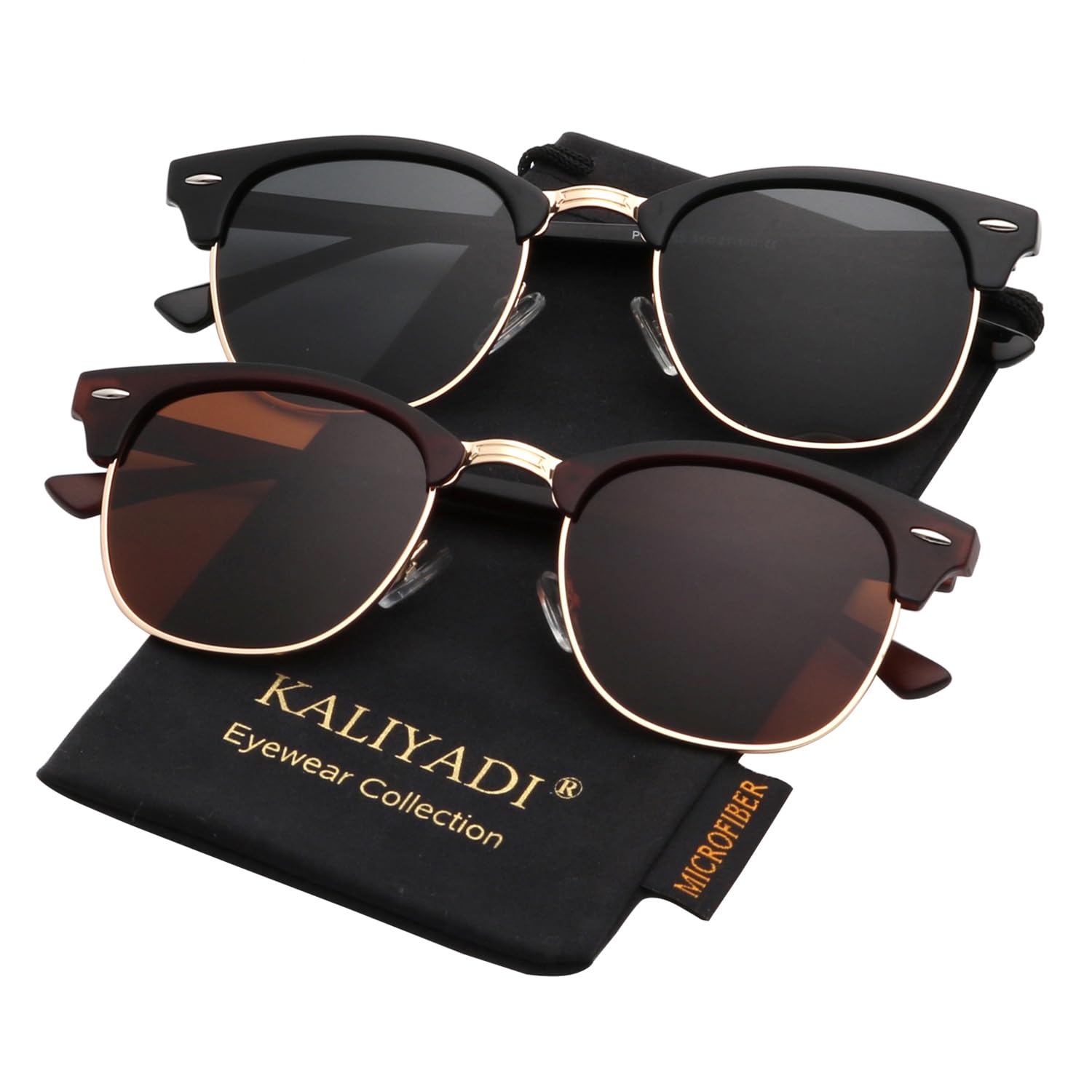 KALIYADI Polarized Sunglasses for Men and Women Semi-Rimless Frame Driving Sun glasses UV Blocking