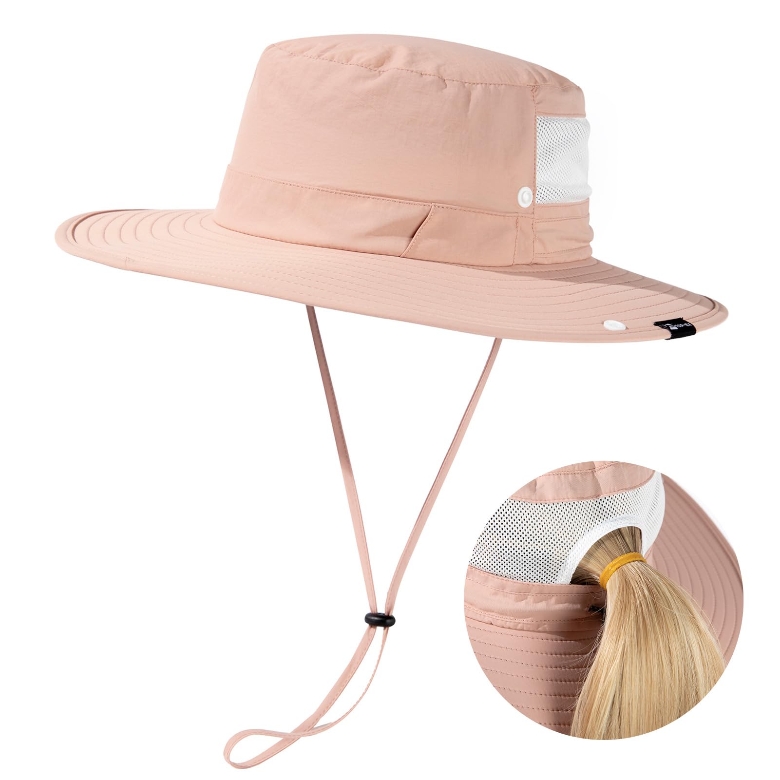 TOP-EX L/XL/XXL UV50+ Waterproof Wide Brim Bucket Sun Hat for Summer Fishing Hiking w/Detachable Strap & Vented Mesh