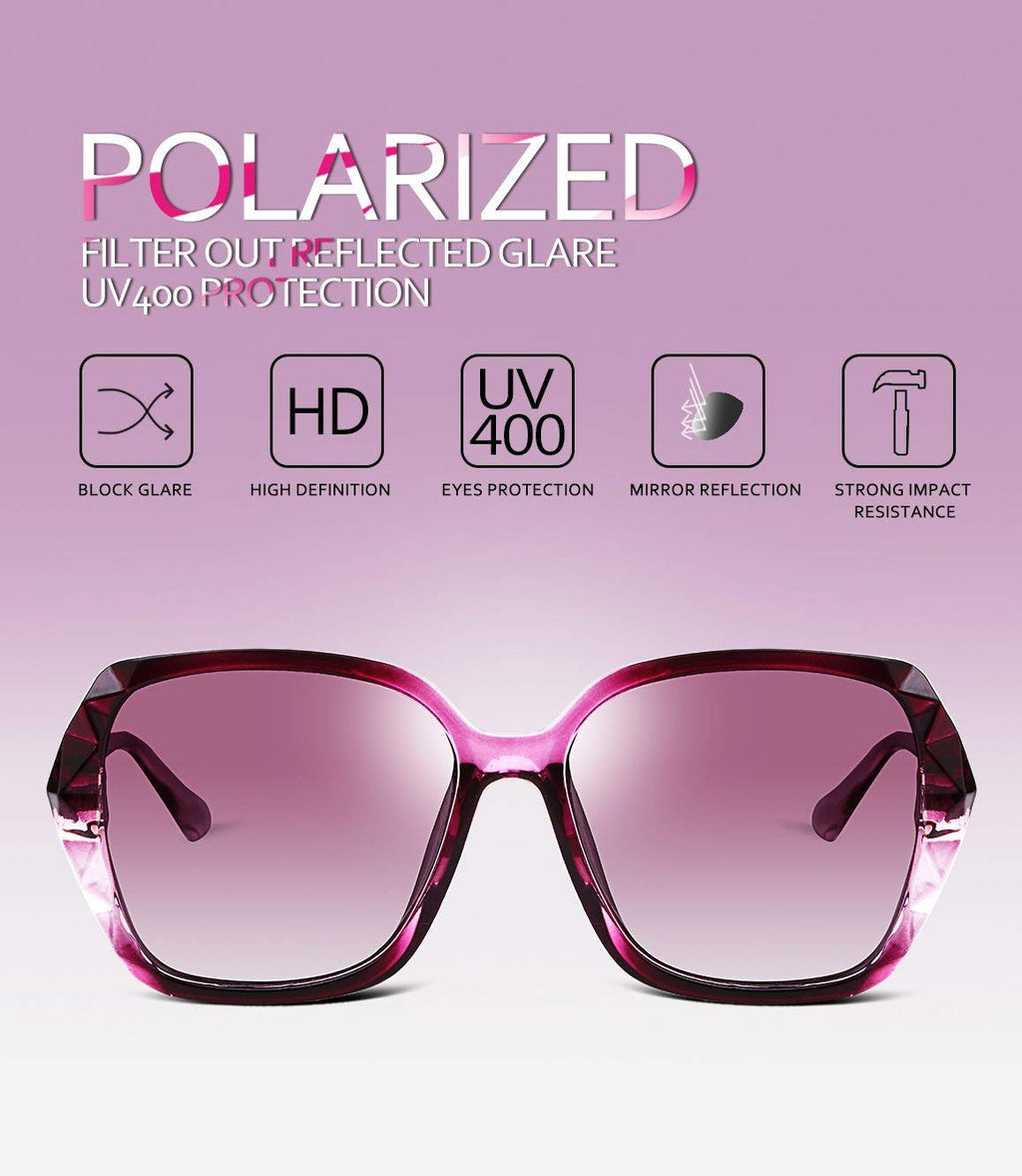 FEISEDY Polarized Women Square Sunglasses Sparkling Composite Shiny Frame B2289