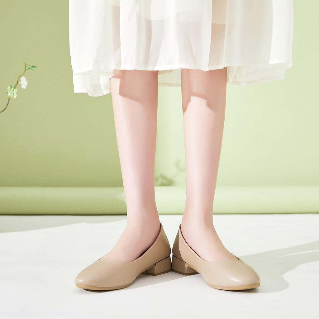 hash bubbie Women's Loafers Slip on Shoes Chunky Low Block Heels Closed Toe Pumps Shoes Office Shoes Ladies Elegant Wedding Dress Shoes