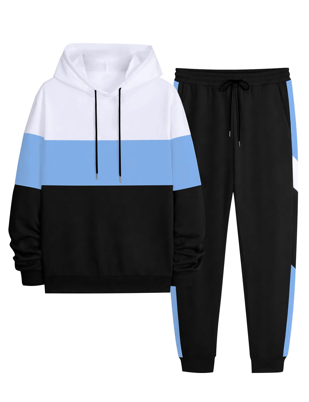 Babioboa Men's Tracksuit 2 Piece Color Block Hoodie Set Pullover Sweatshirt and Jogging Sweatpants Athletic Sweatsuits Set