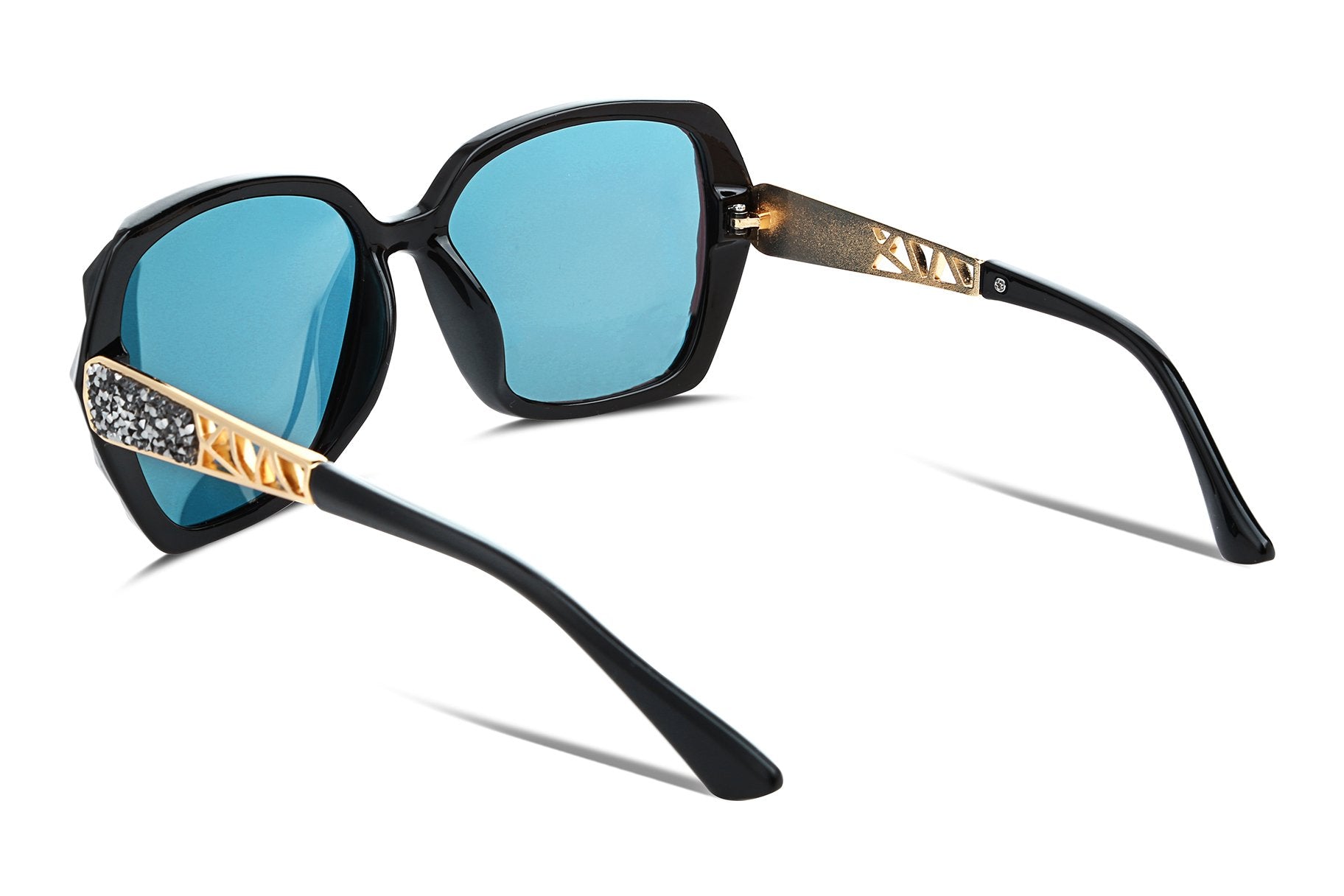 FEISEDY Polarized Women Square Sunglasses Sparkling Composite Shiny Frame B2289