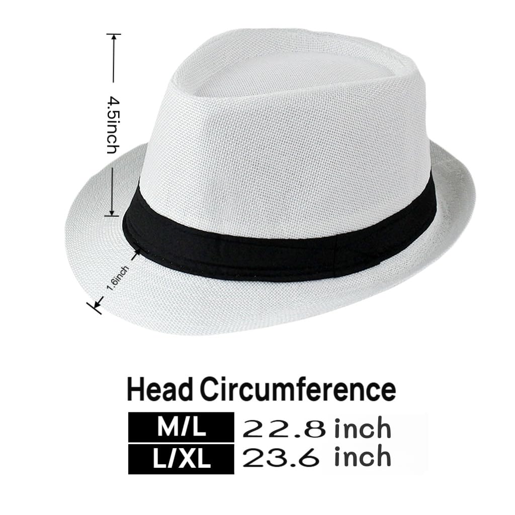 Unisex Classic 1920s Fedora Hat Short Brim Panama Trilby Hat Summer Beach Cap for Men Women