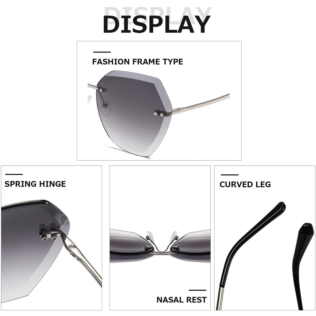 AEVOGUE Sunglasses For Women Oversized Rimless Diamond Cutting Lens Sun Glasses AE0534