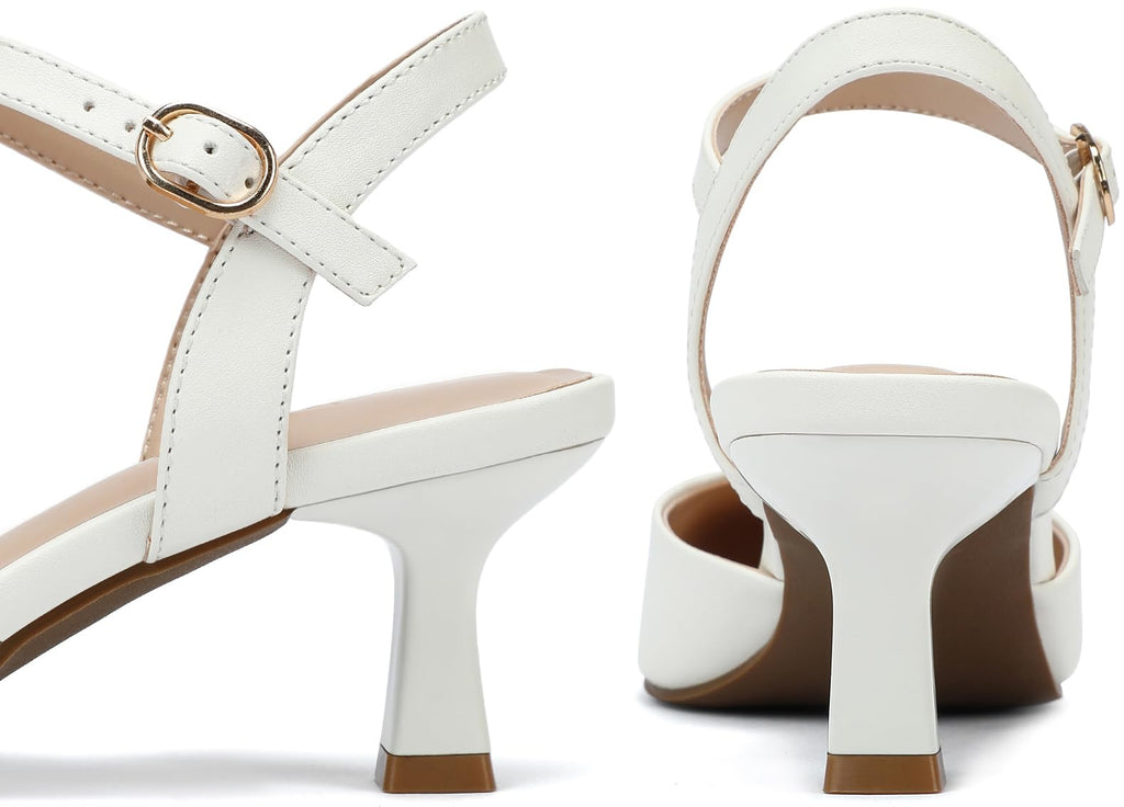 2.2 Inch Kitten Heels for Women Closed Toe Dress Shoes for Women Comfortable Dressy Low Stiletto Heel with Ankle Strap Womens Pumps