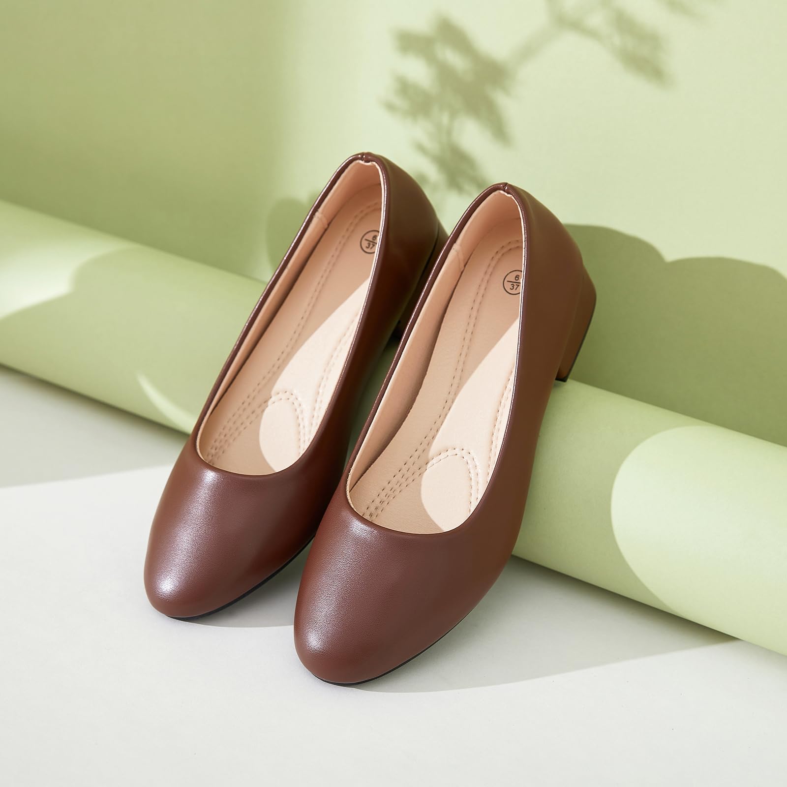 hash bubbie Women's Loafers Slip on Shoes Chunky Low Block Heels Closed Toe Pumps Shoes Office Shoes Ladies Elegant Wedding Dress Shoes