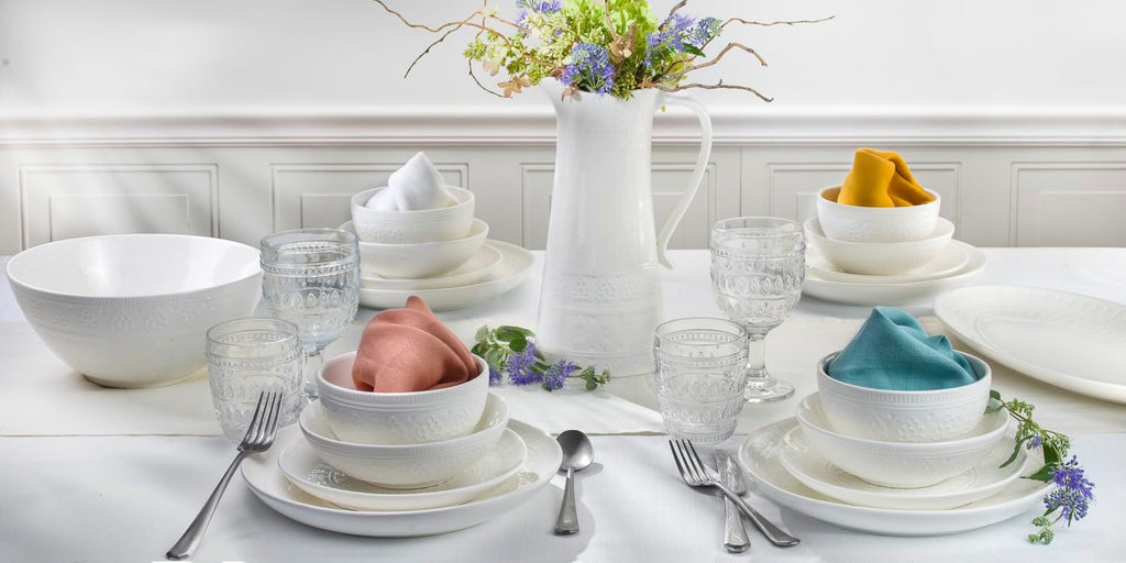 Euro Ceramica Fez Oval Stoneware Serving Platter in White, Large Serveware, Teardrop Mandala Pattern