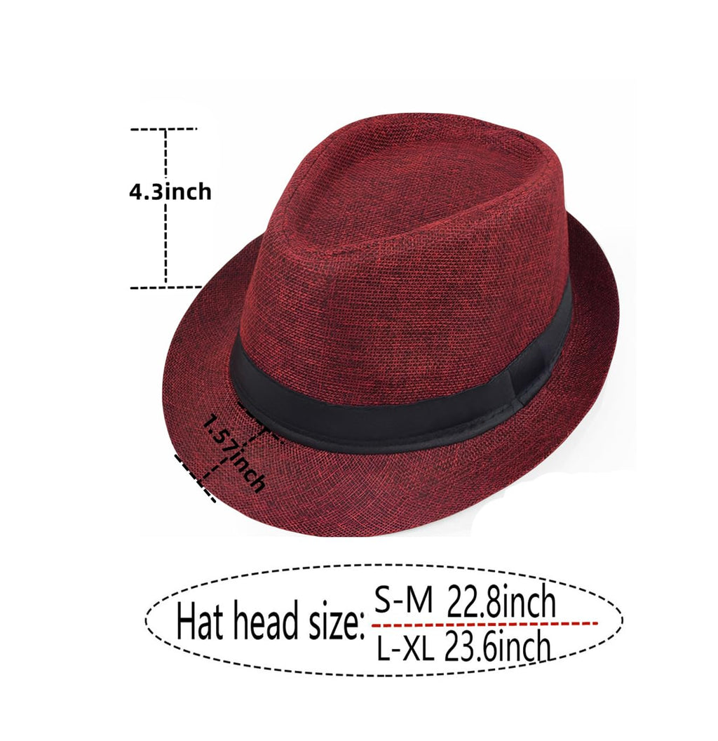 Giroir Fedora Hats for Men Women Short Brim Unisex Summer Beach Style 1920s Party Accessories