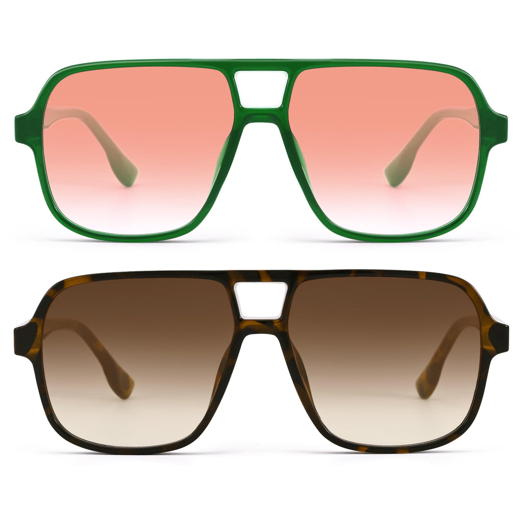 Oversized Aviator Sunglasses for Women Men - Retro 70s Square Shades Sun Glasses