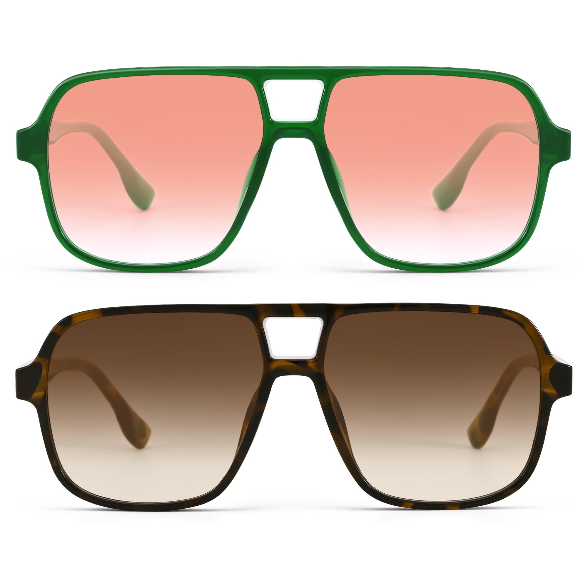 Oversized Aviator Sunglasses for Women Men - Retro 70s Square Shades Sun Glasses