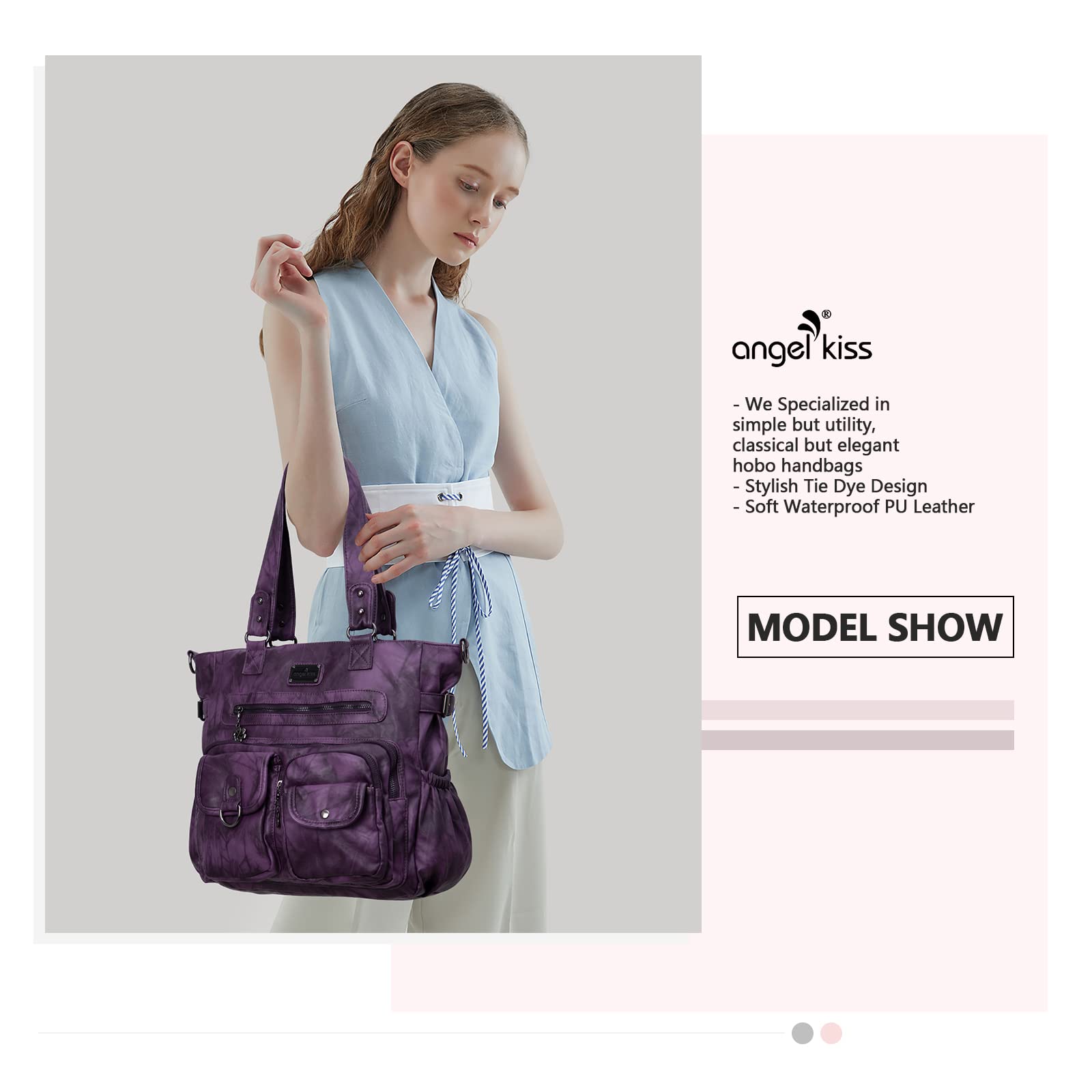 Angelkiss Purses and Handbag for Women Soft Leather Hobo Bags Satchel Shoulder Bags Ladies Tote Crossbody Bag