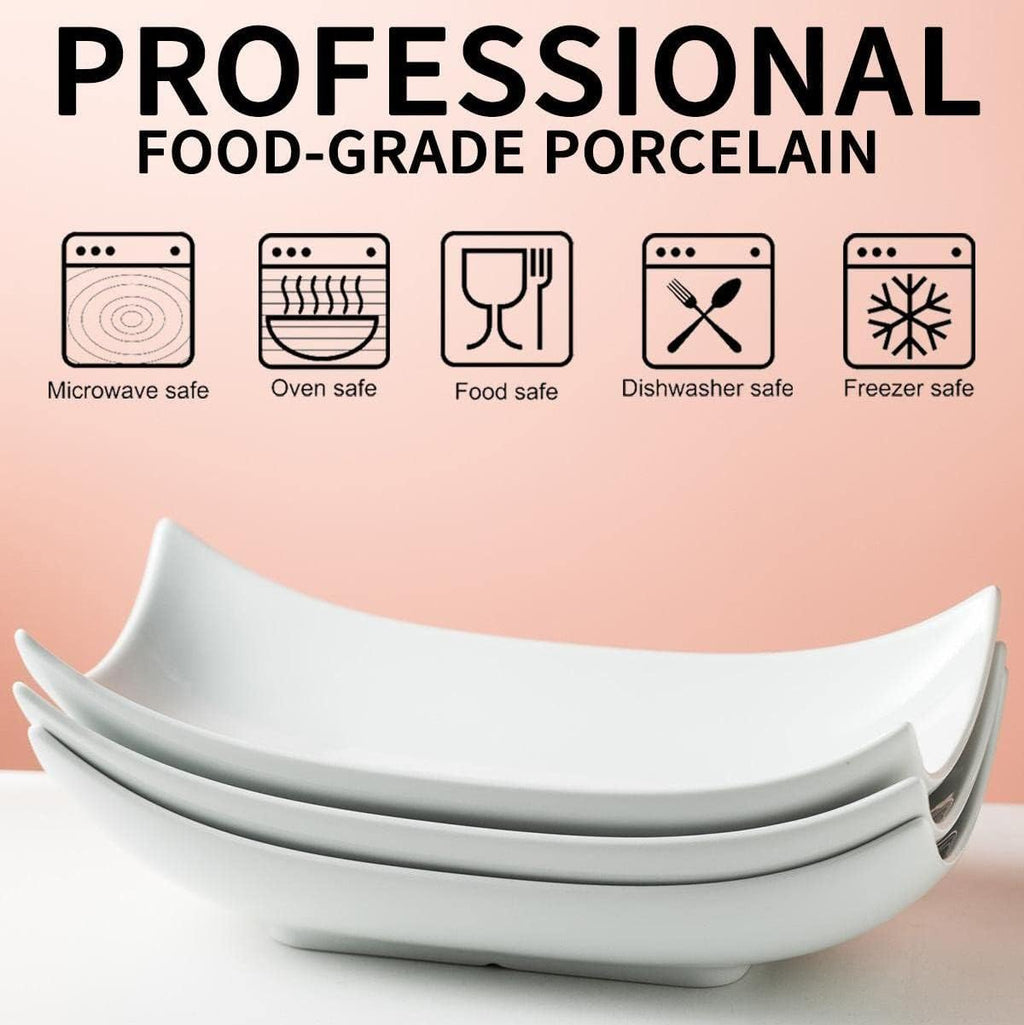 Gomakren Serving Platters Serving Bowls Set Turkey Serving Platter Porcelain Serving Dishes For Entertaining Special Curved Deep Large Thanksgiving Christmas Dishes Gifts Set of 3 White 12 Inch