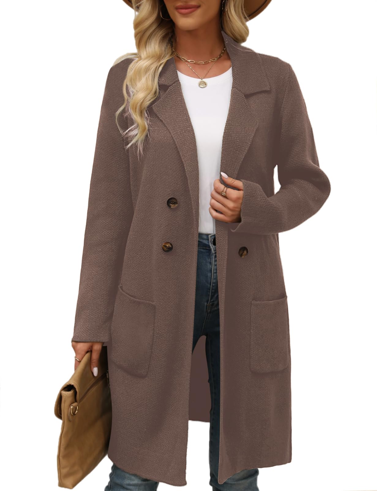 CiCiBird Women Fall Long Cardigan Sweater Trendy Knit Jacket Coat Dressy Blazer Coatigan