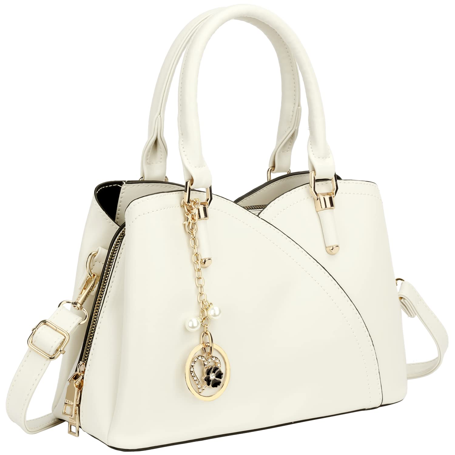 KKXIU Triple Compartments Purses and Handbags for Women Fashion Ladies Satchel Shoulder Top Handle Bag