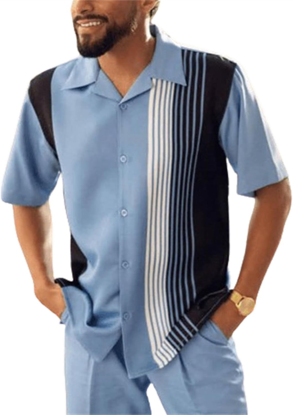 TIFIYA Men's Short Sleeve 2 Piece Leisure Suits,Shirts and Pants Set,Fashion Gentleman Attire Outfits S-5XL