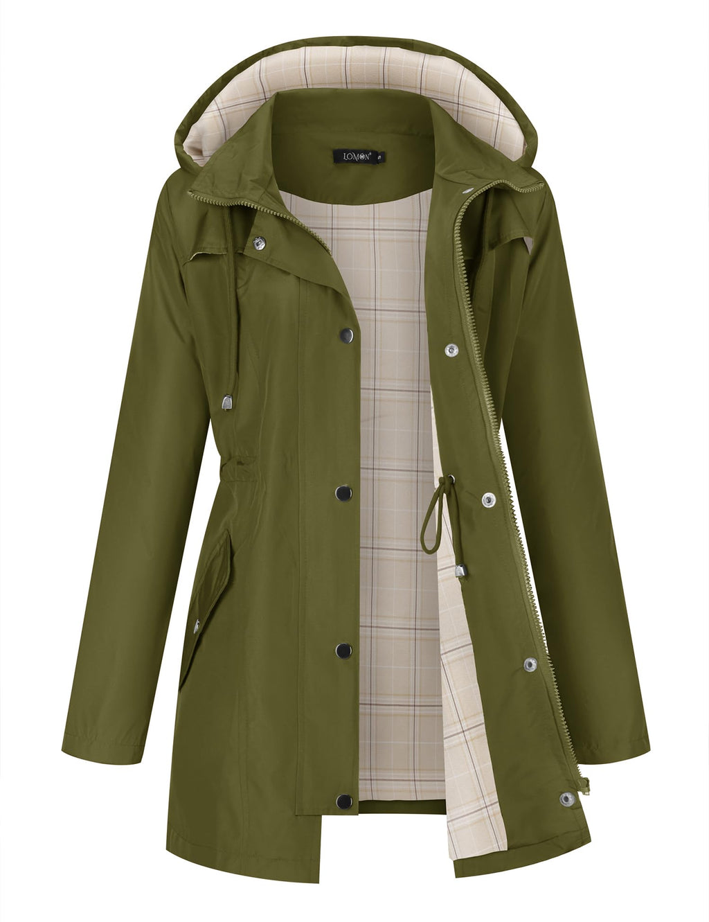 LOMON Women Waterproof Outdoor Hiking Raincoat Women Lined Rain Jacket Lightweight Hooded Jackets Trench Coats