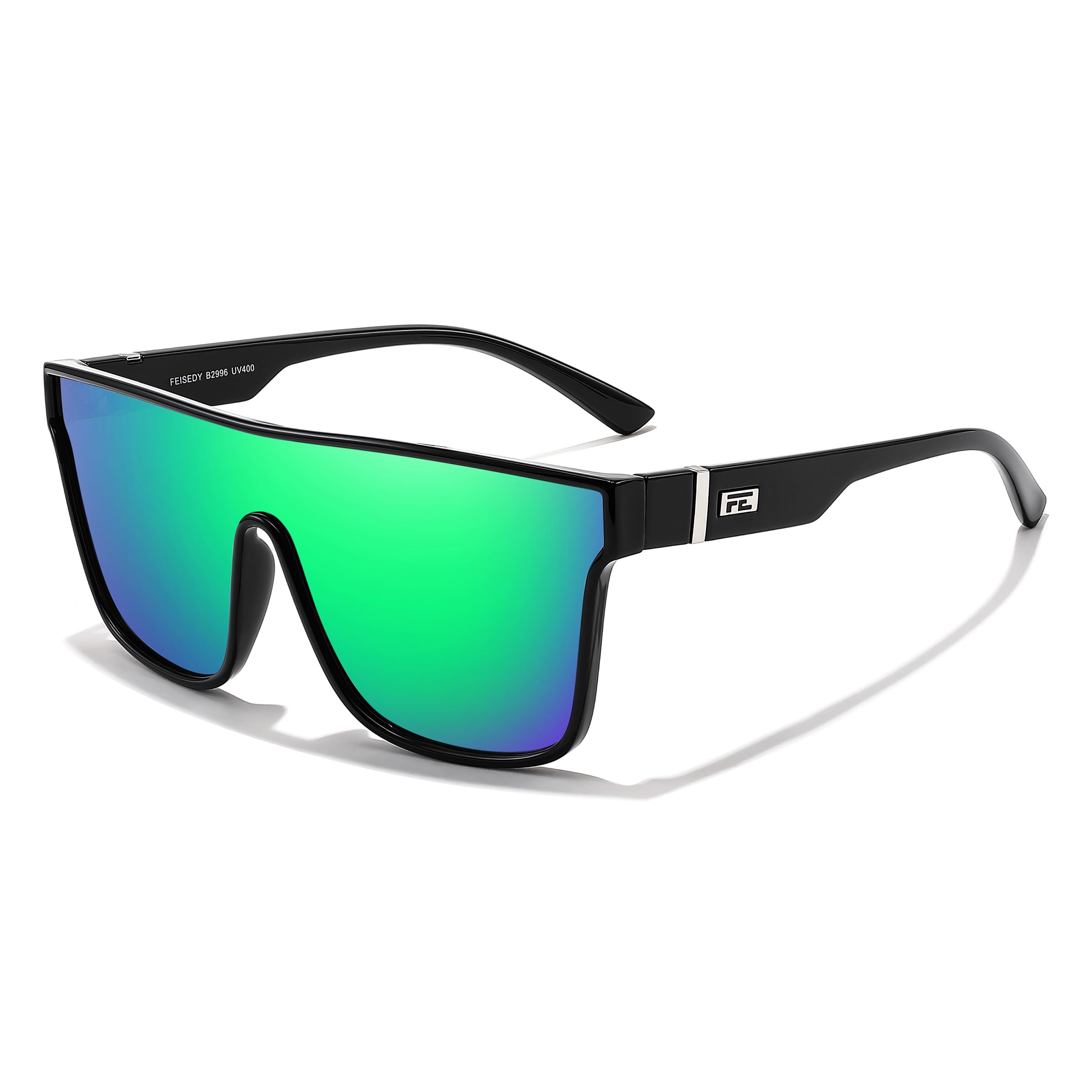 FEISEDY Sunglasses for Women Men, Fashion Mirrored Single Lens, Driving Beach Sunnies UV400 Shades B2996