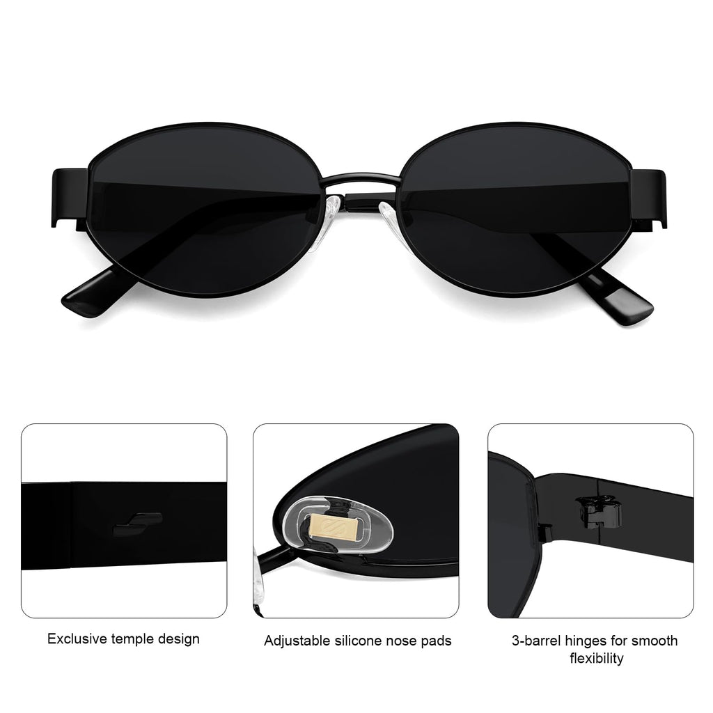 SOJOS Retro Oval Sunglasses for Women Trendy Classic Shades UV400 Protection SJ1256