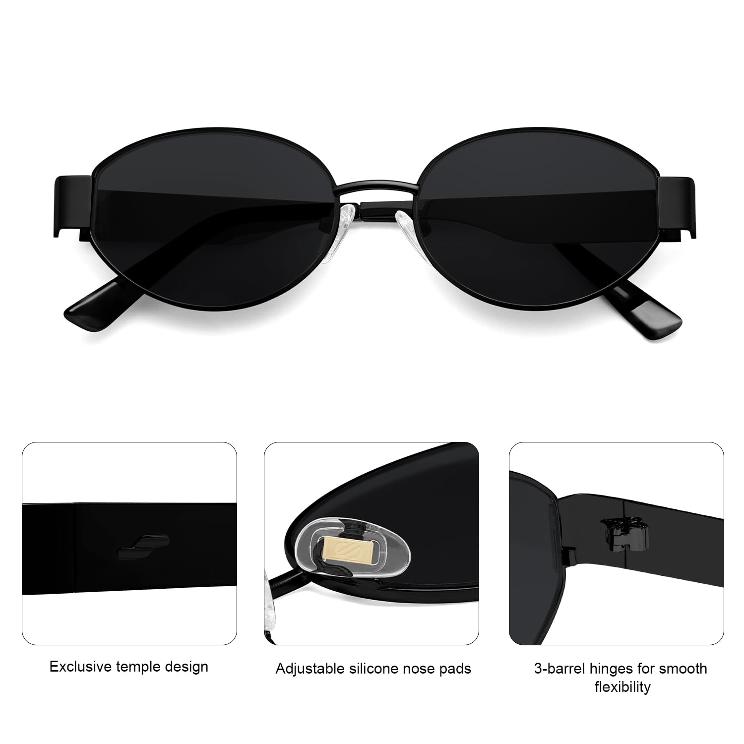 SOJOS Retro Oval Sunglasses for Women Trendy Classic Shades UV400 Protection SJ1256