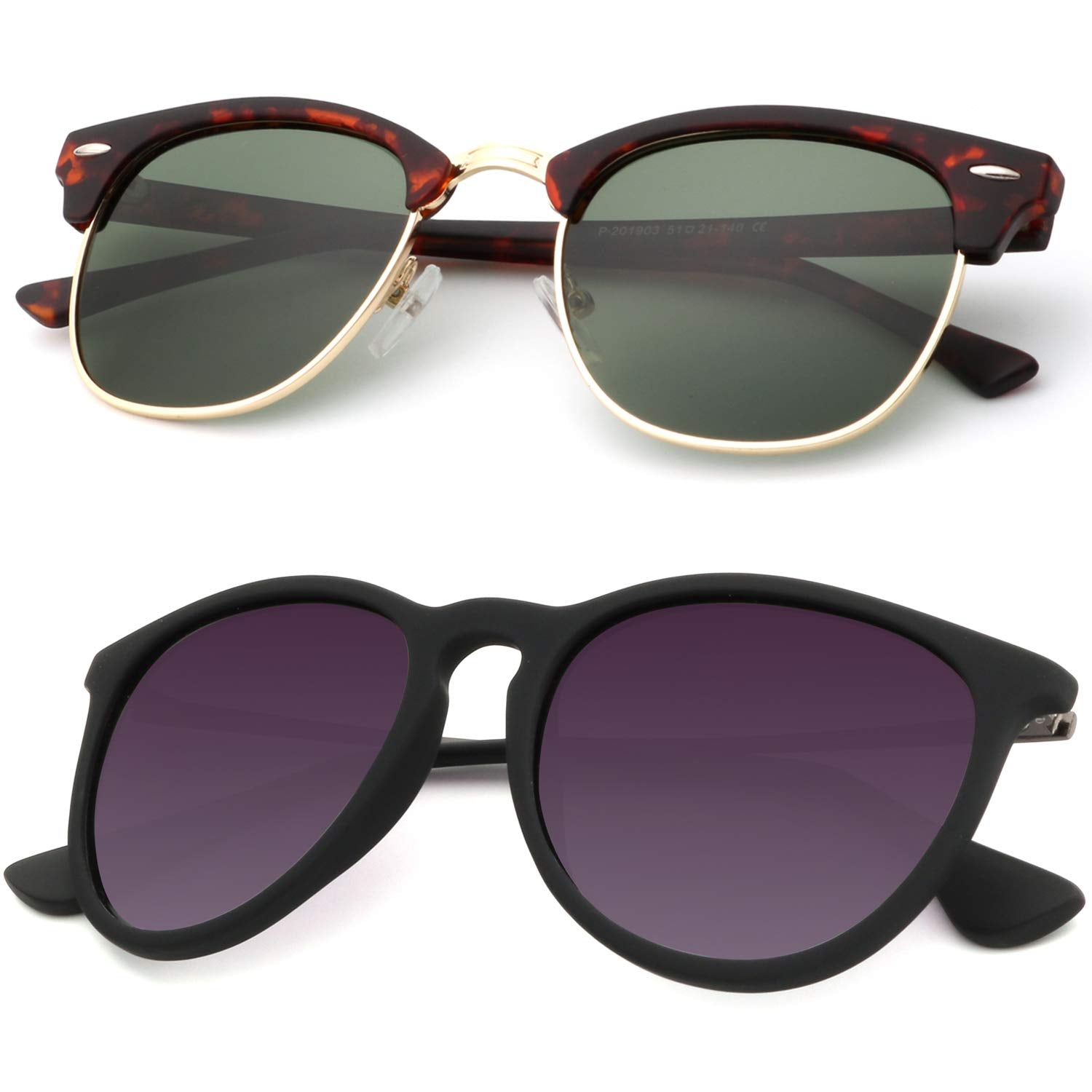 KALIYADI Polarized Sunglasses for Men and Women Semi-Rimless Frame Driving Sun glasses UV Blocking