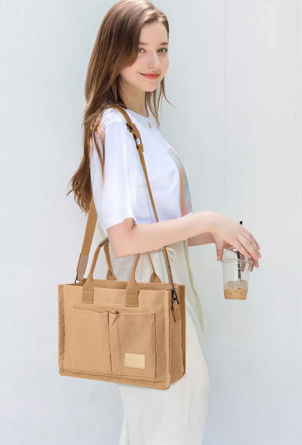 Tote Bags for Women Canvas Tote Purse Crossbody with Pockets Top Handle Shoulder Satchel Bag for Women