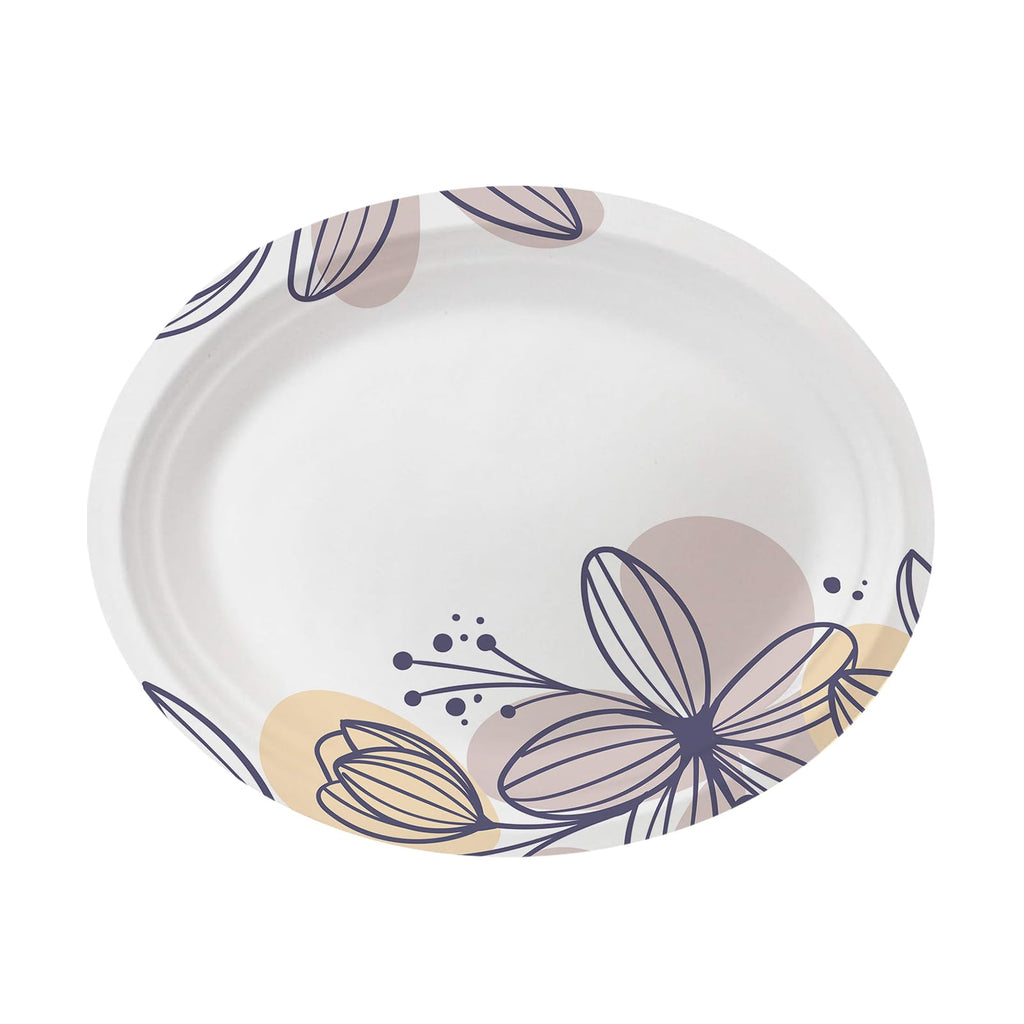 50 Pack Oval Thanksgiving Plates 12 x 10 Inch Thanksgiving Paper Plates Heavy Duty - Large Disposable Dinner Platters,Turkey Pumpkin Autumn Fall Harvest Thanksgiving Party Decor