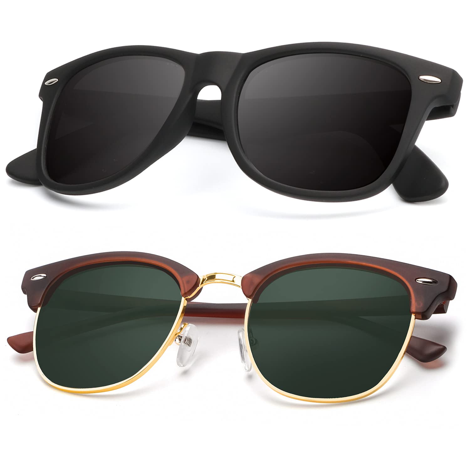 KALIYADI Polarized Sunglasses for Men and Women Semi-Rimless Frame Driving Sun glasses UV Blocking