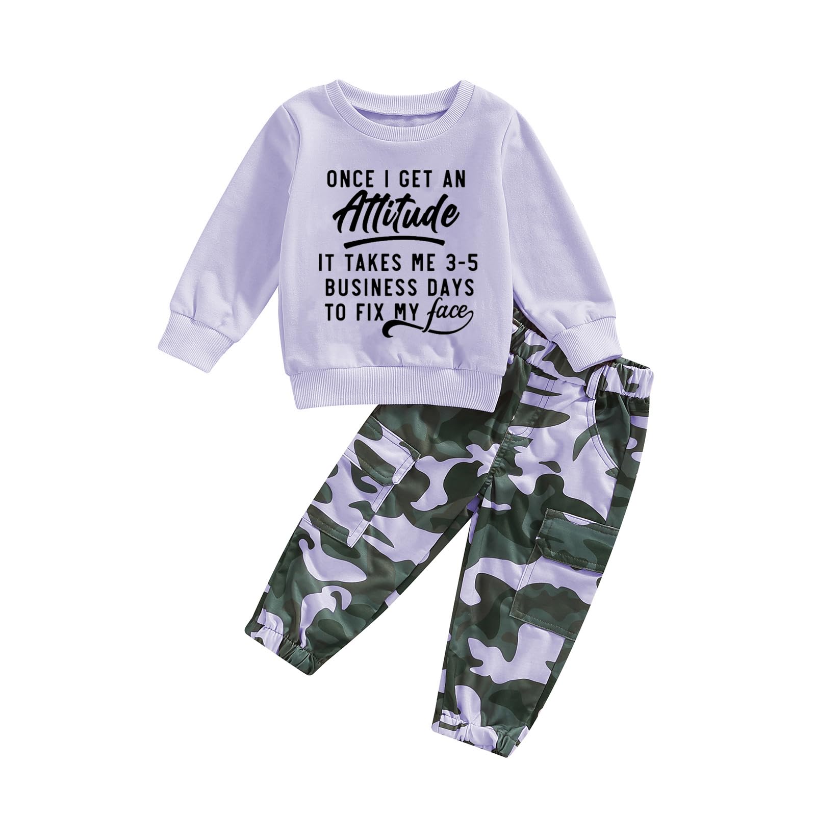 Fernvia Toddler Girls Clothes 2T 3T 4T 5T Fall Outfits Baby Pullover Sweatshirt & Camouflage Pants Set Kids Winter Sweatsuit