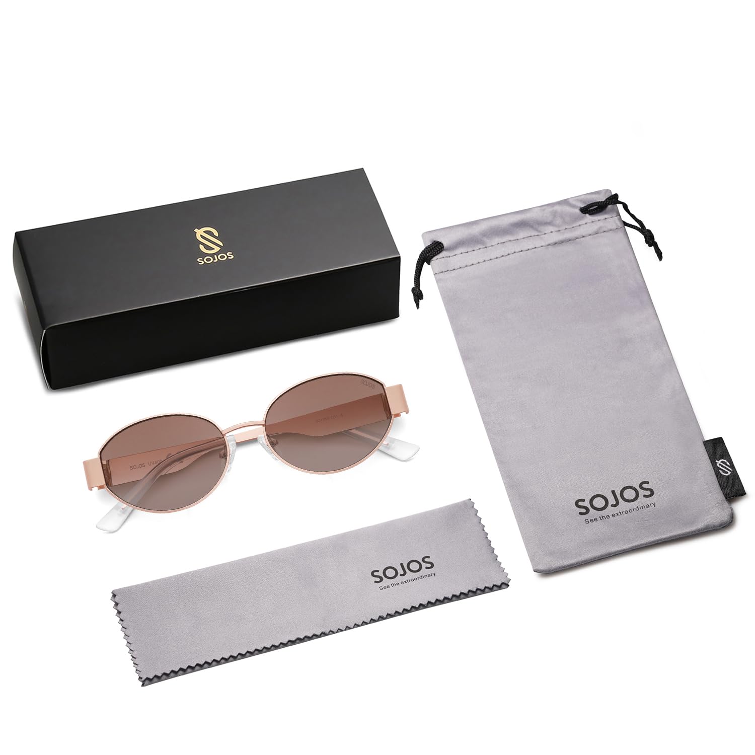 SOJOS Retro Oval Sunglasses for Women Trendy Classic Shades UV400 Protection SJ1256