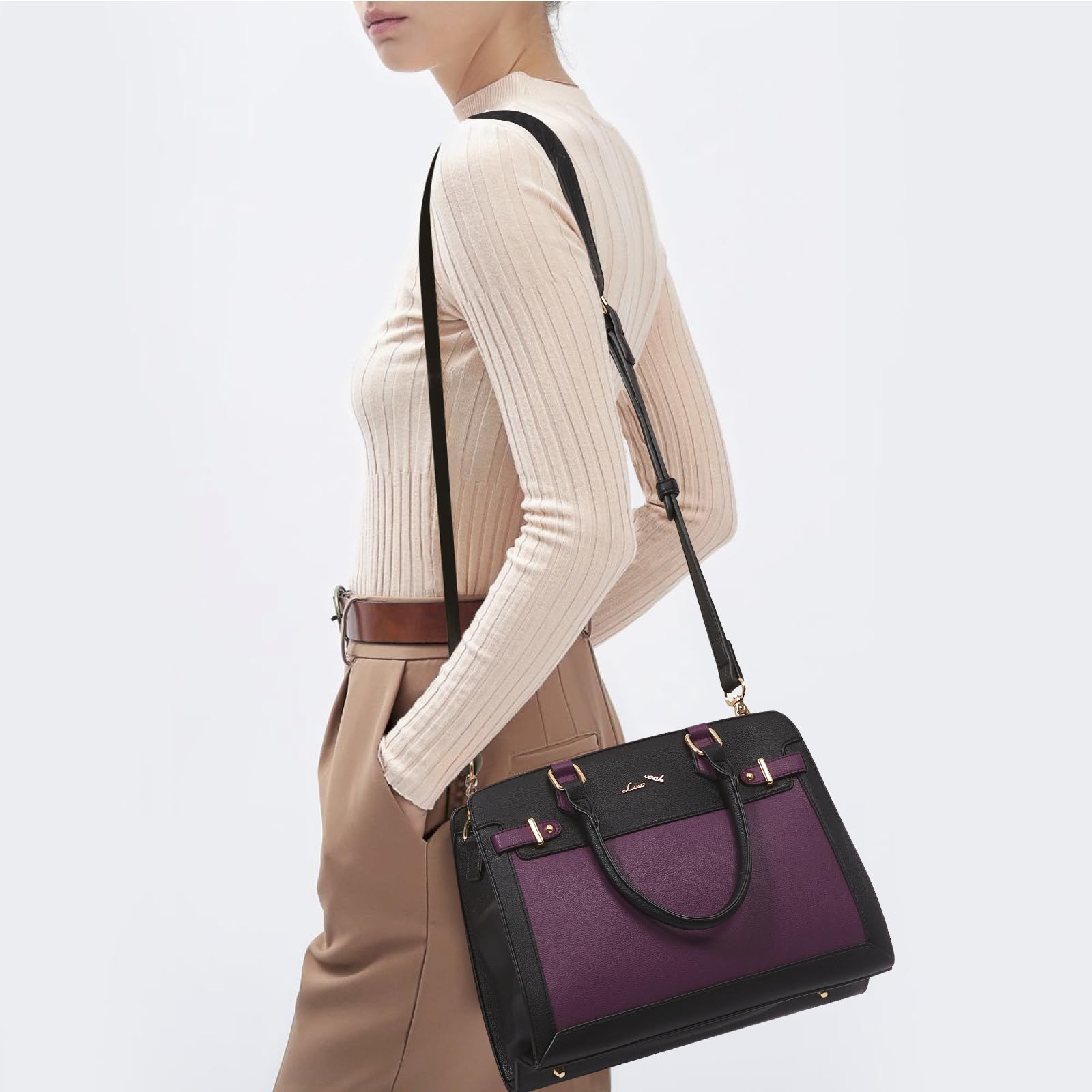 LOVEVOOK Purses and Handbags for Women, Tote Shoulder Bag Satchel Black Purse and PU Leather Top Handle for ladies