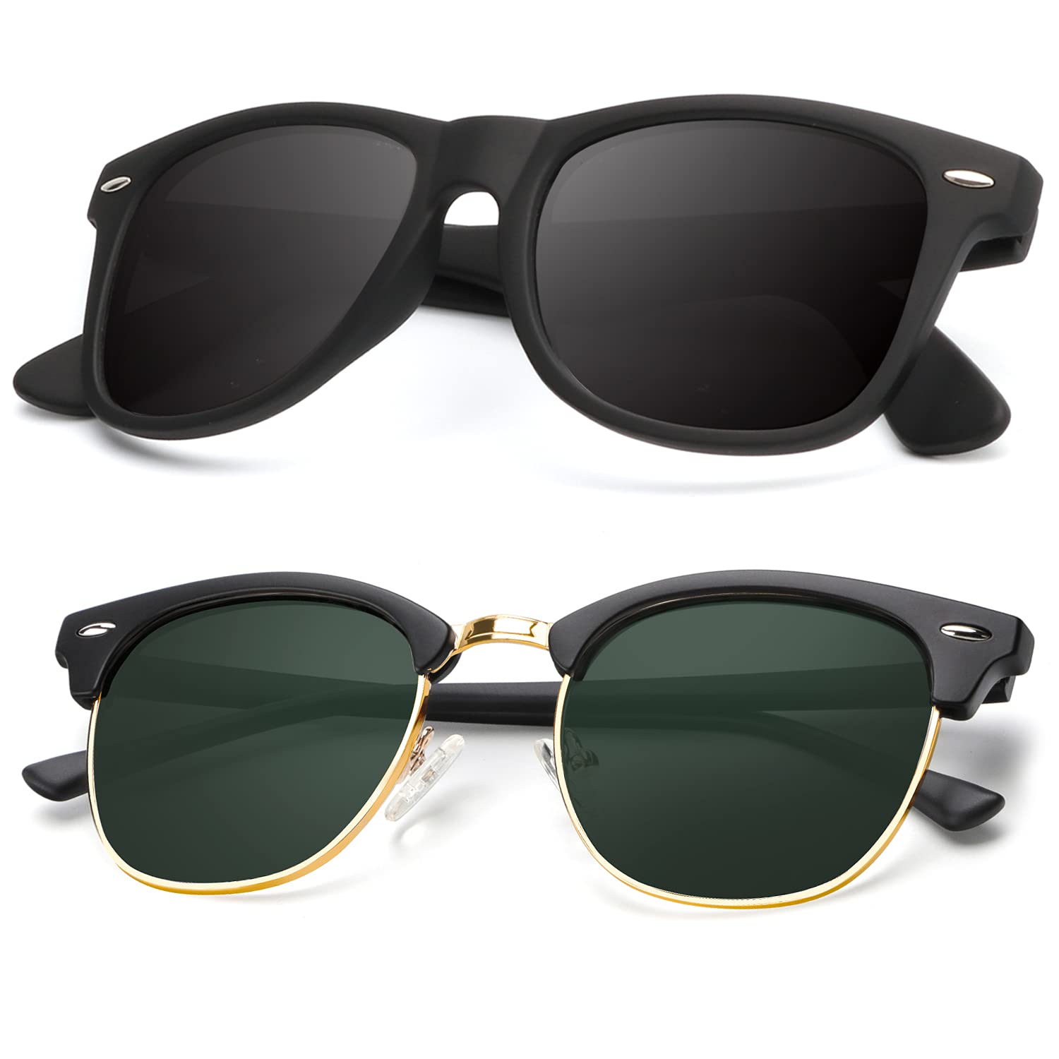 KALIYADI Polarized Sunglasses for Men and Women Semi-Rimless Frame Driving Sun glasses UV Blocking