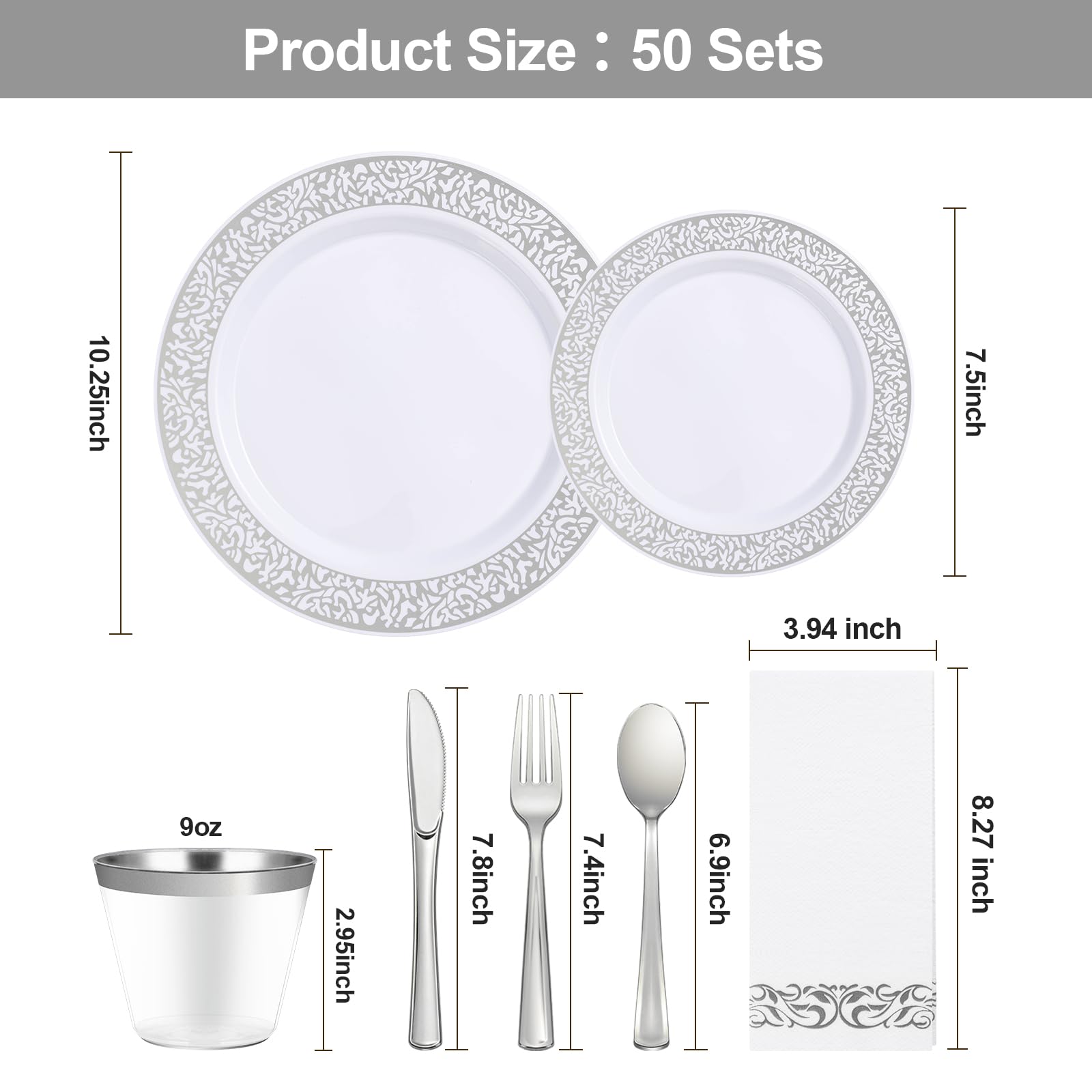700PCS Gold Plastic Dinnerware Set for 100 Guests, Disposable Plates for Party, Include 100 Gold Dinner Plates, 100 Dessert Plates, 100 Set Silverware, 100 Cups, 100 Napkins
