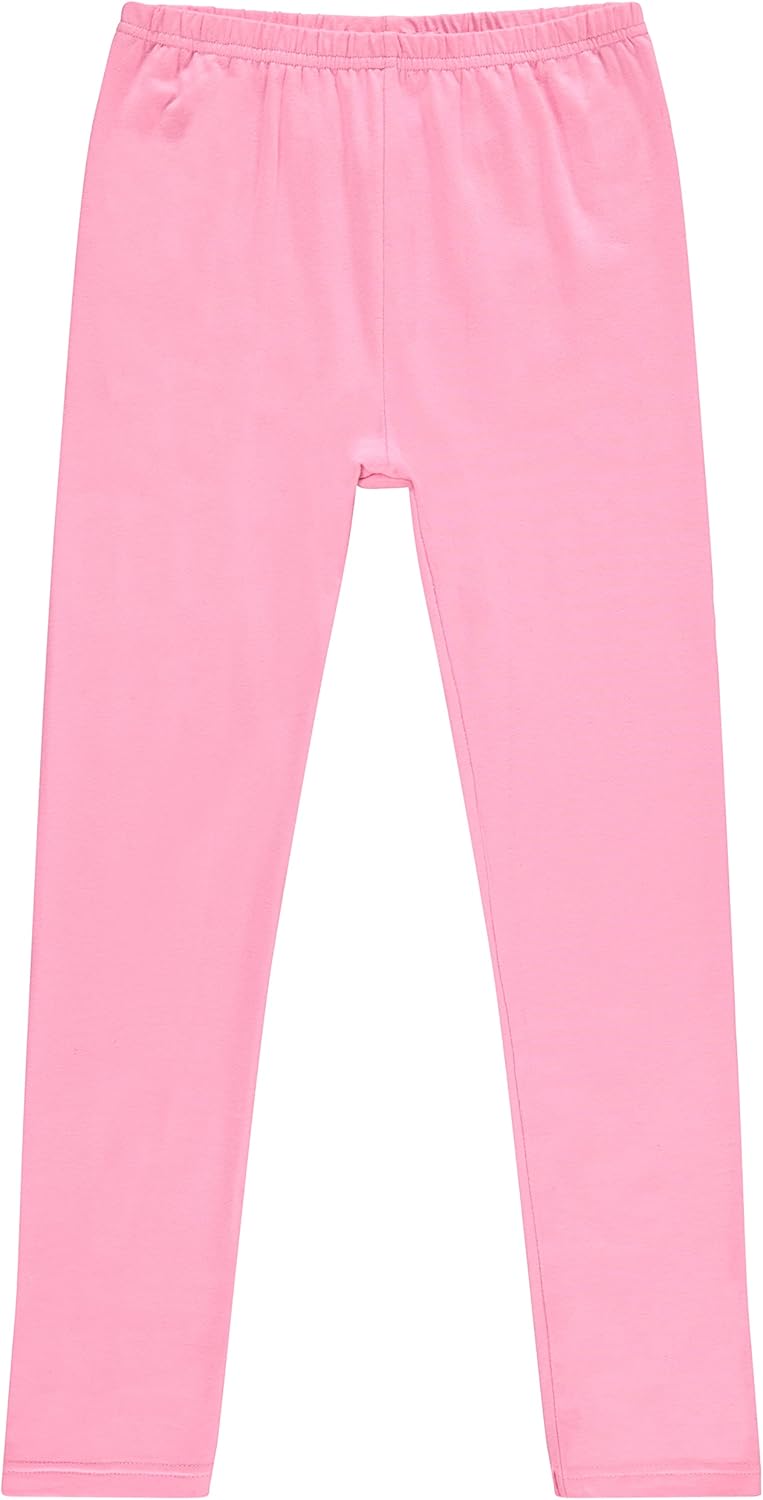 Toddler and Big Girls Leggings, Black Cotton Spandex Stretch Pants - Kids Dance Clothing, Yoga and Ballet Tights, 5-Pack