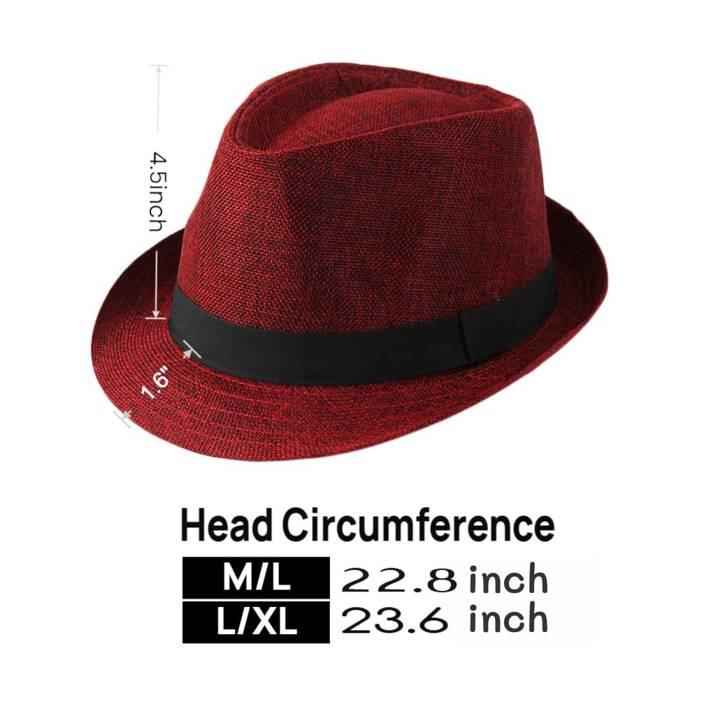 Unisex Classic 1920s Fedora Hat Short Brim Panama Trilby Hat Summer Beach Cap for Men Women