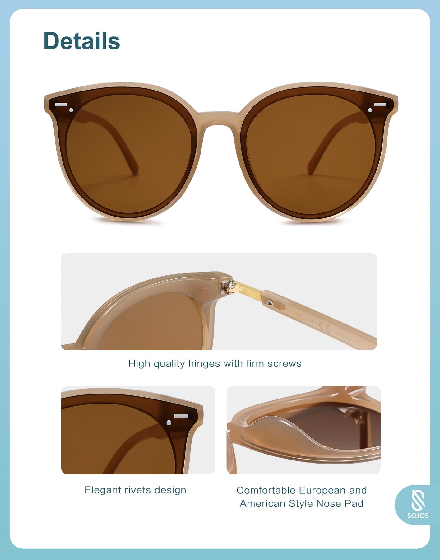 SOJOS Sunglasses Womens Trendy 2025 Classic Round Retro Vintage Shades Large Frame Sunnies SJ2067