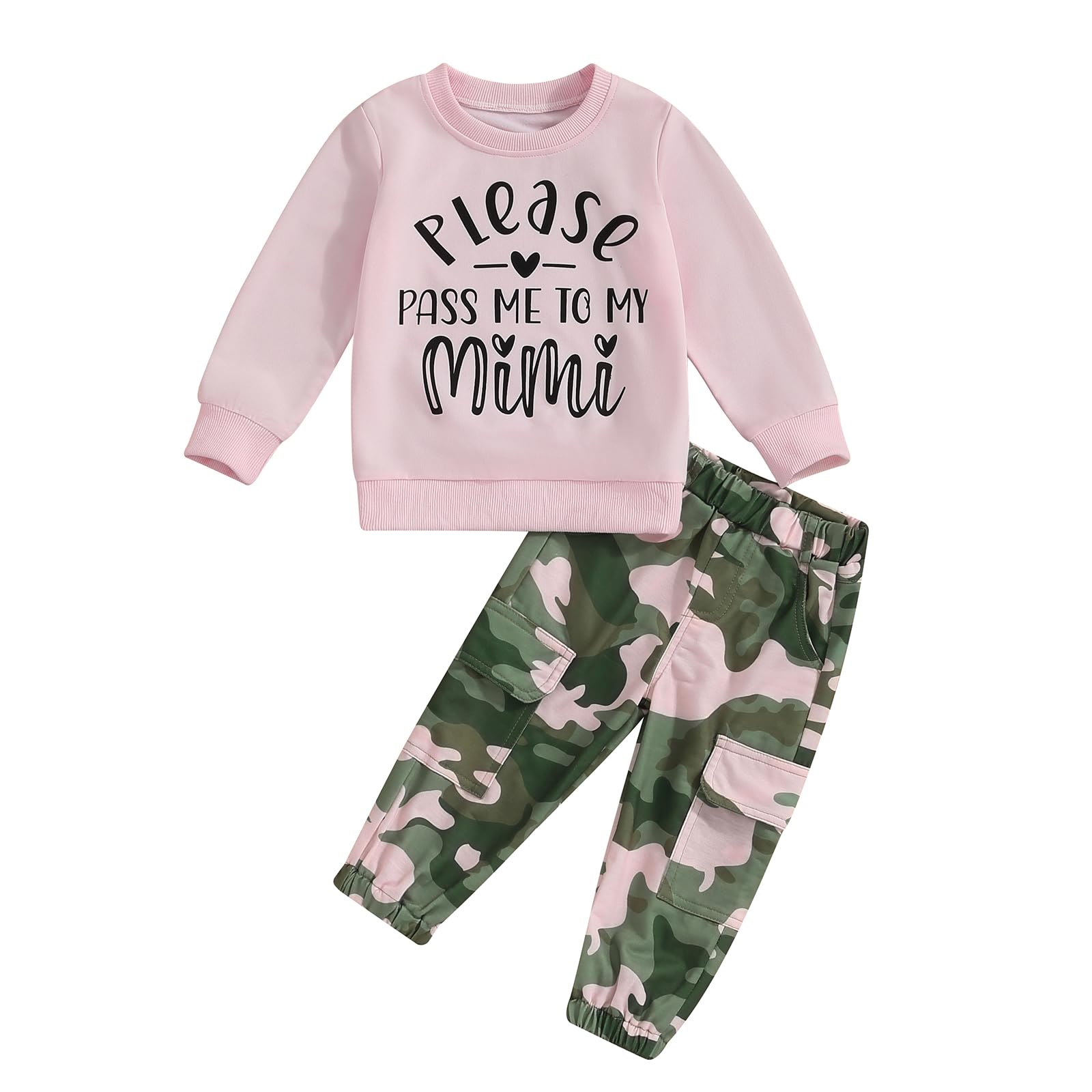 Fernvia Toddler Girls Clothes 2T 3T 4T 5T Fall Outfits Baby Pullover Sweatshirt & Camouflage Pants Set Kids Winter Sweatsuit