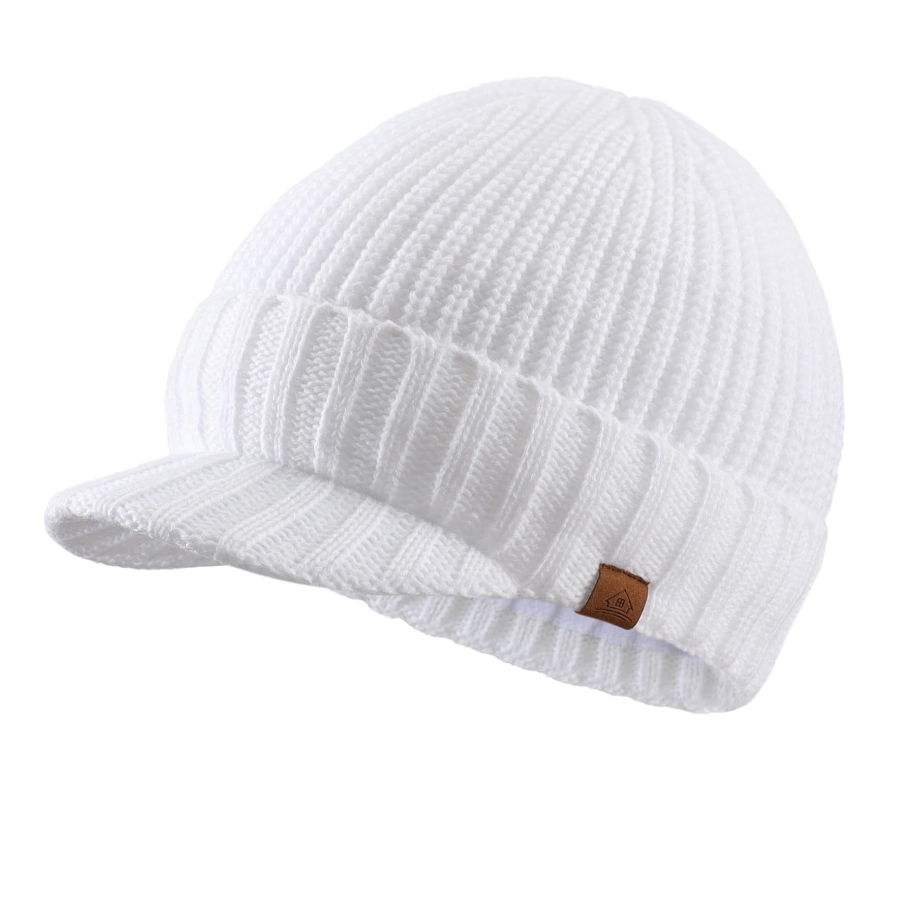 Home Prefer Men's Winter Hat Thick Knit Beanie Cap with Visor Newsboy Beanie Hat
