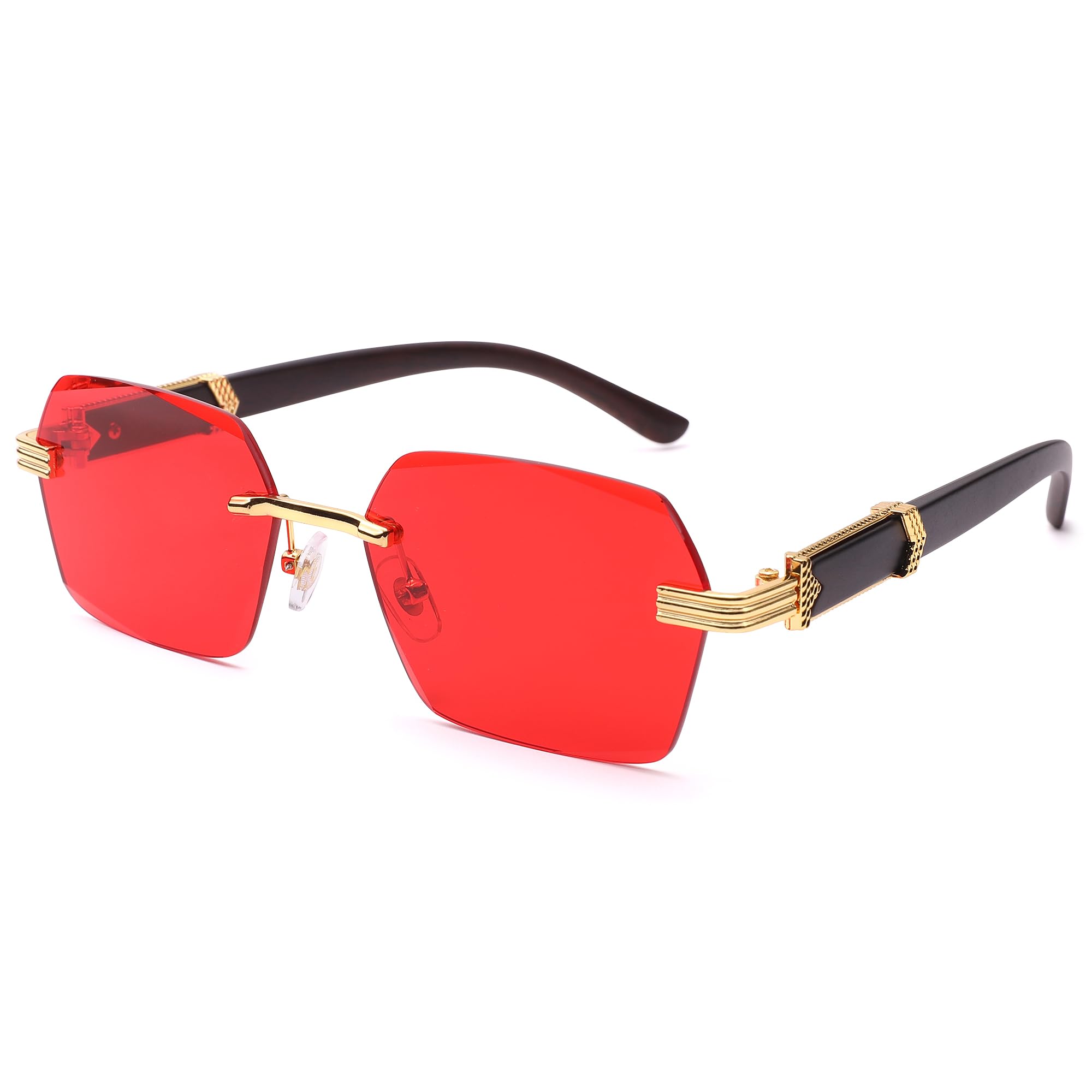 Hycredi Rimless Rectangle Sunglasses Men Women Retro Frameless Square Shade Y2k Sun Glasses Tinted Eyewear